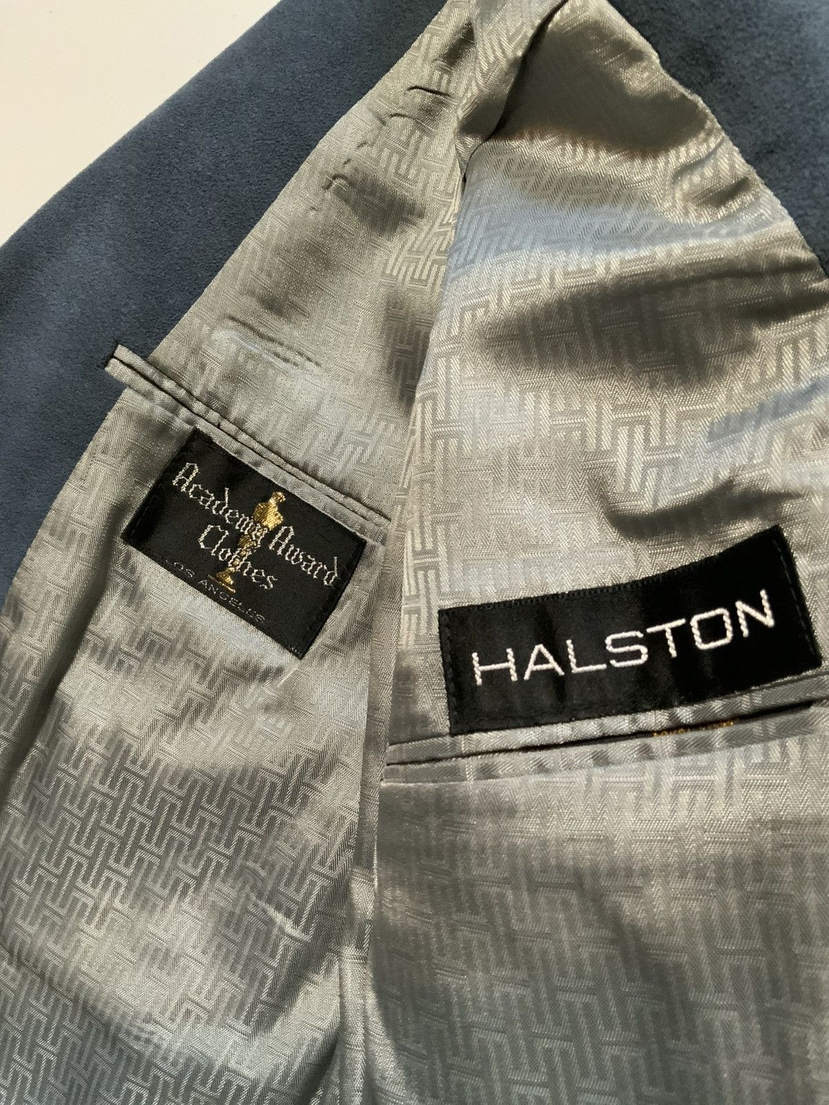 Designer × Vintage Vintage Halston Academy Awards Blue Halo Suede Blazer Jacket Size US S / EU 44-46 / 1 - 3 Thumbnail
