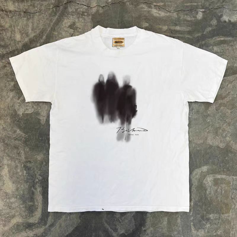 Japanese Brand × Vintage White casual retro shadow print t-shirt Size US L / EU 52-54 / 3 - 1 Thumbnail