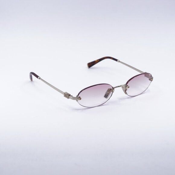 Miu Miu Miu Miu MUA54S ZVN70O Sunglasses Pale Gold Oval Frame Size ONE SIZE - 6 Thumbnail