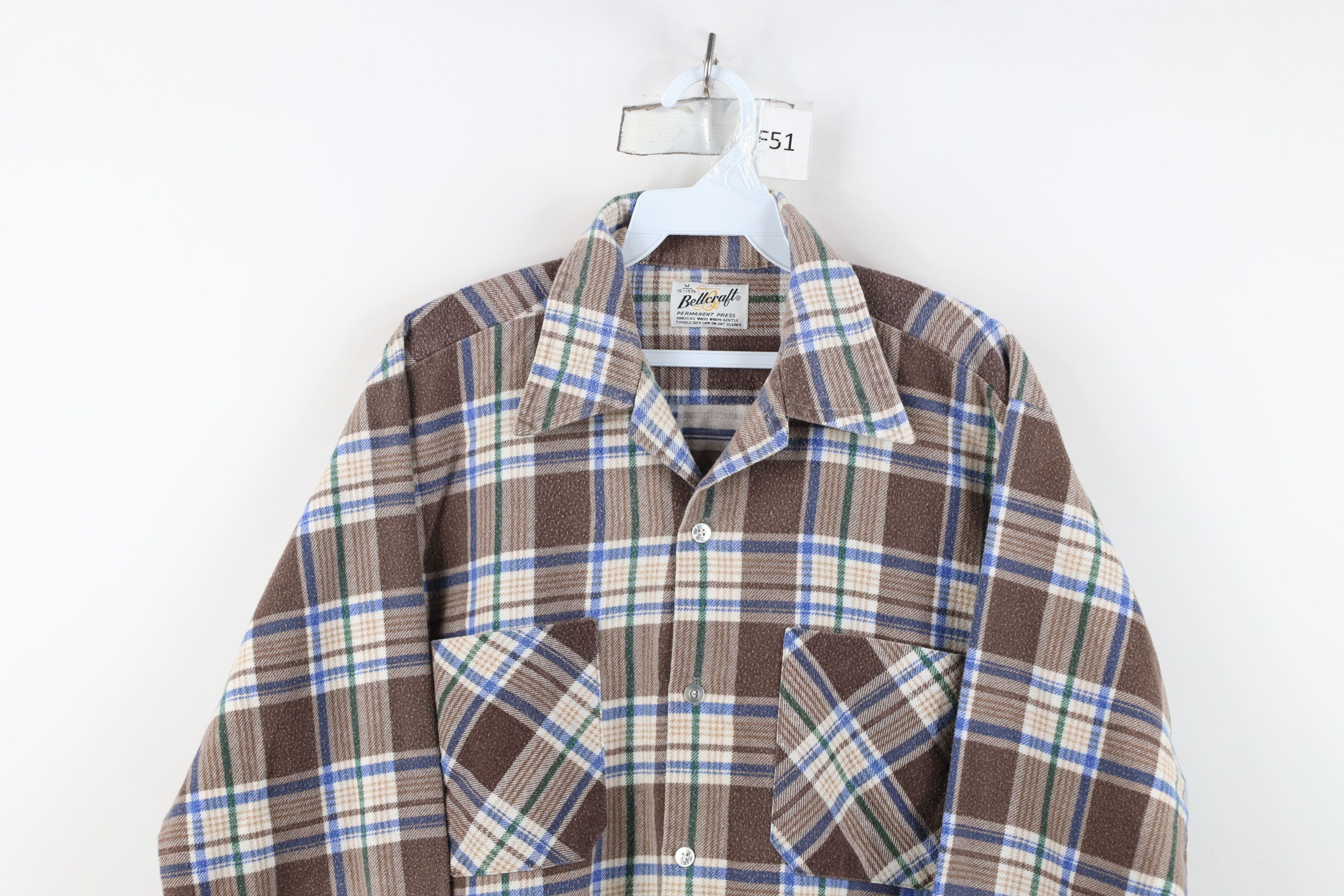 Vintage Vintage 60s 70s Streetwear Collared Button Shirt Plaid Size US M / EU 48-50 / 2 - 2 Thumbnail