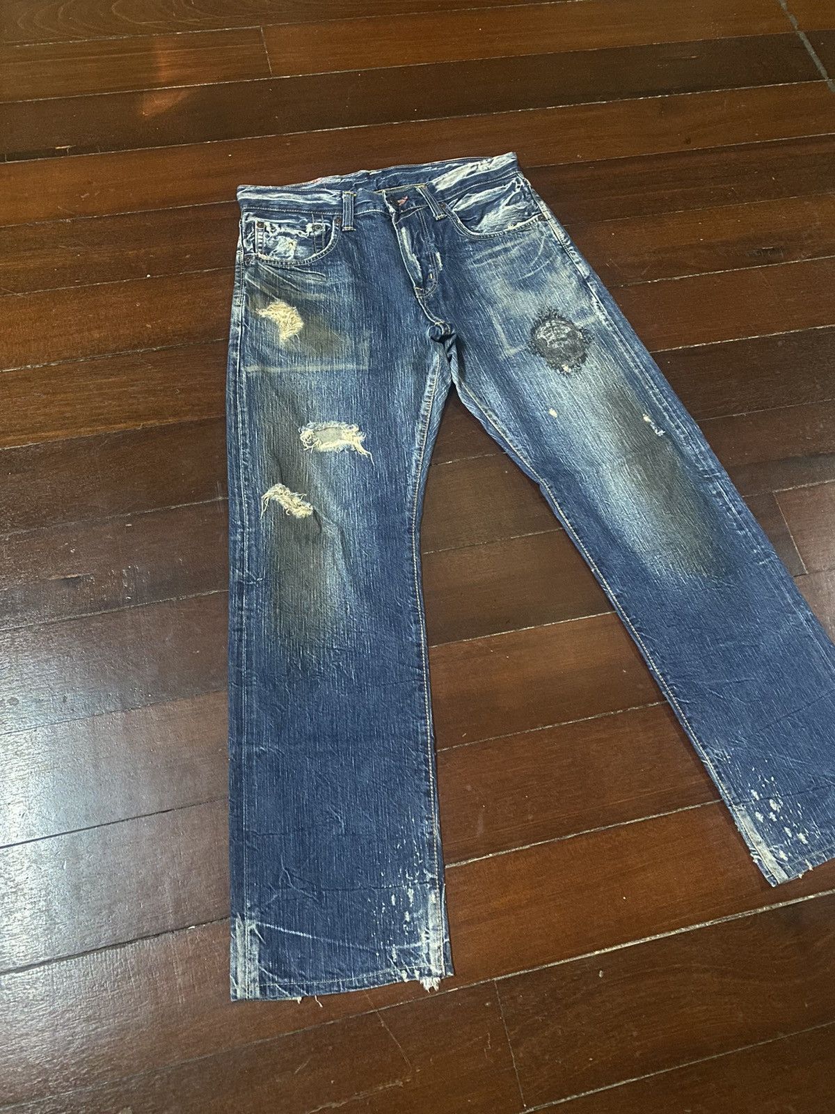 Edwin Rare Vintage Edwin 504 Clawmark Distressed Faded rusty Size US 34 / EU 50 - 2 Thumbnail