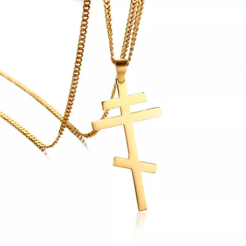 Other Gold Cross Necklace Eastern Orthodox Stainless Steel Size ONE SIZE - 4 Thumbnail