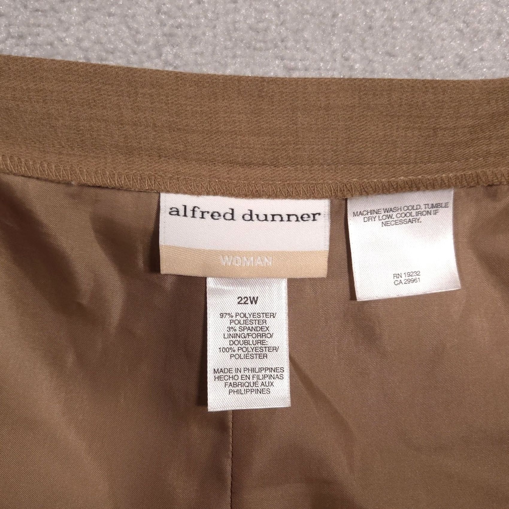 Vintage VINTAGE Alfred Dunner Pants Womens 22W Brown Lined Elastic Waist Stretch Dress Slacks Size 40" / US 18 - 5 Thumbnail