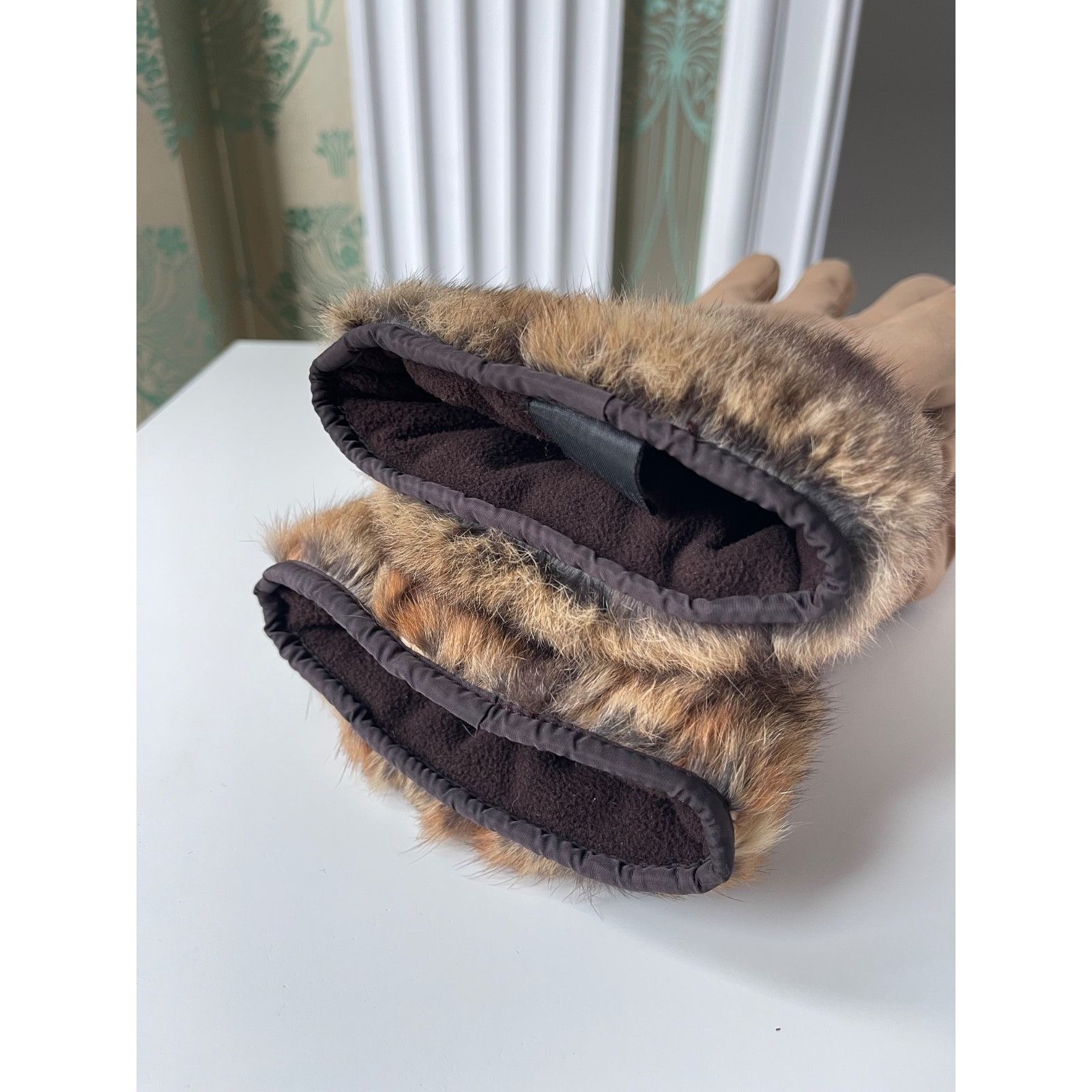 Prada Prada Fur Beige Nylon Gloves Size 8 Vintage 2000 Size ONE SIZE - 16 Thumbnail