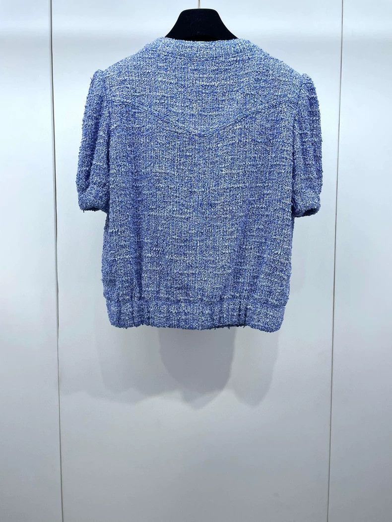 Chanel Blue White Woven Short Sleeve Jacket -2505 Size US S / EU 44-46 / 1 - 2 Thumbnail