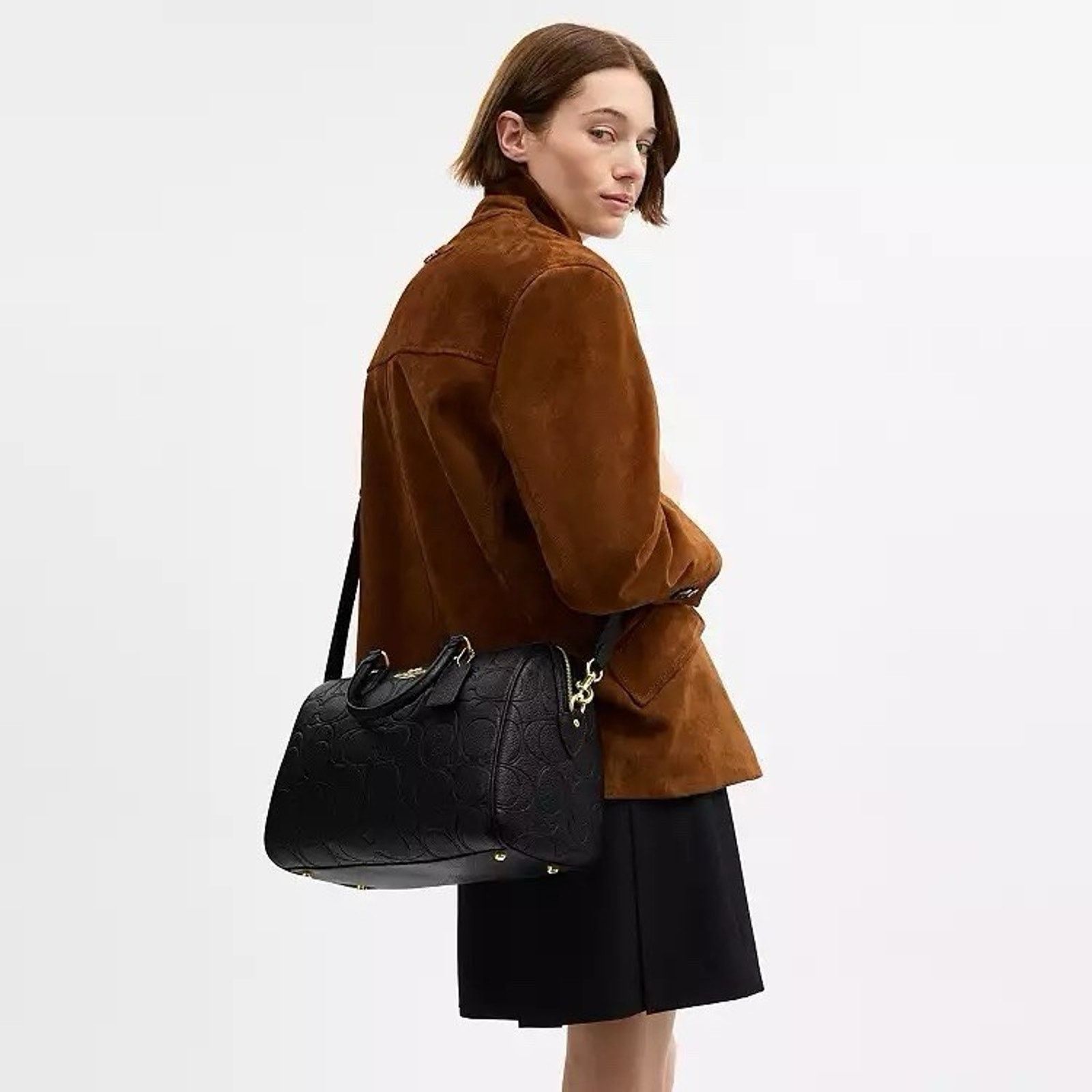 Coach NWT Coach CCD53 Rowan Large Satchel Bag Leather Gold/Black Size ONE SIZE - 10 Thumbnail