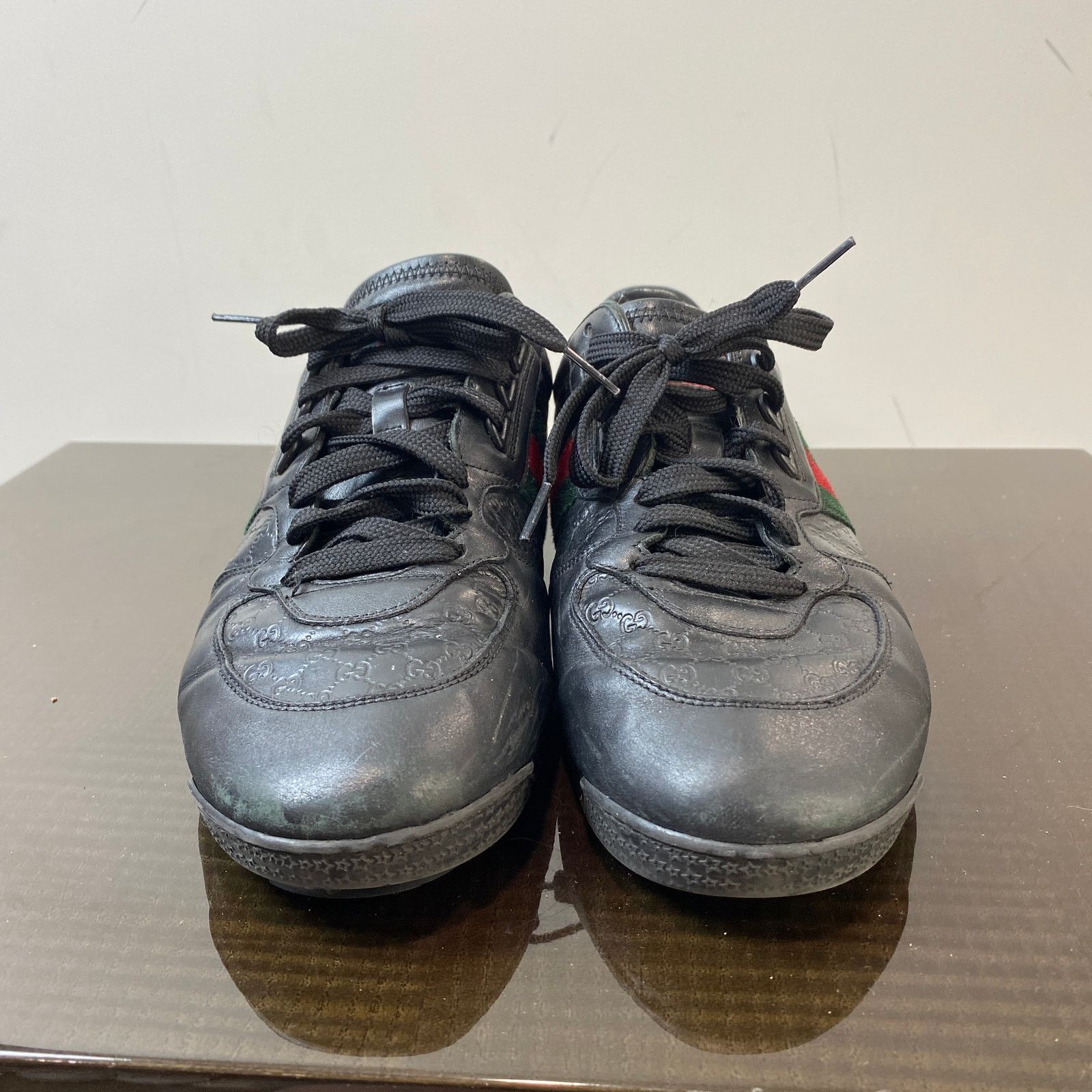Gucci Monogram Leather Low Trainers Sneakers Men's 9