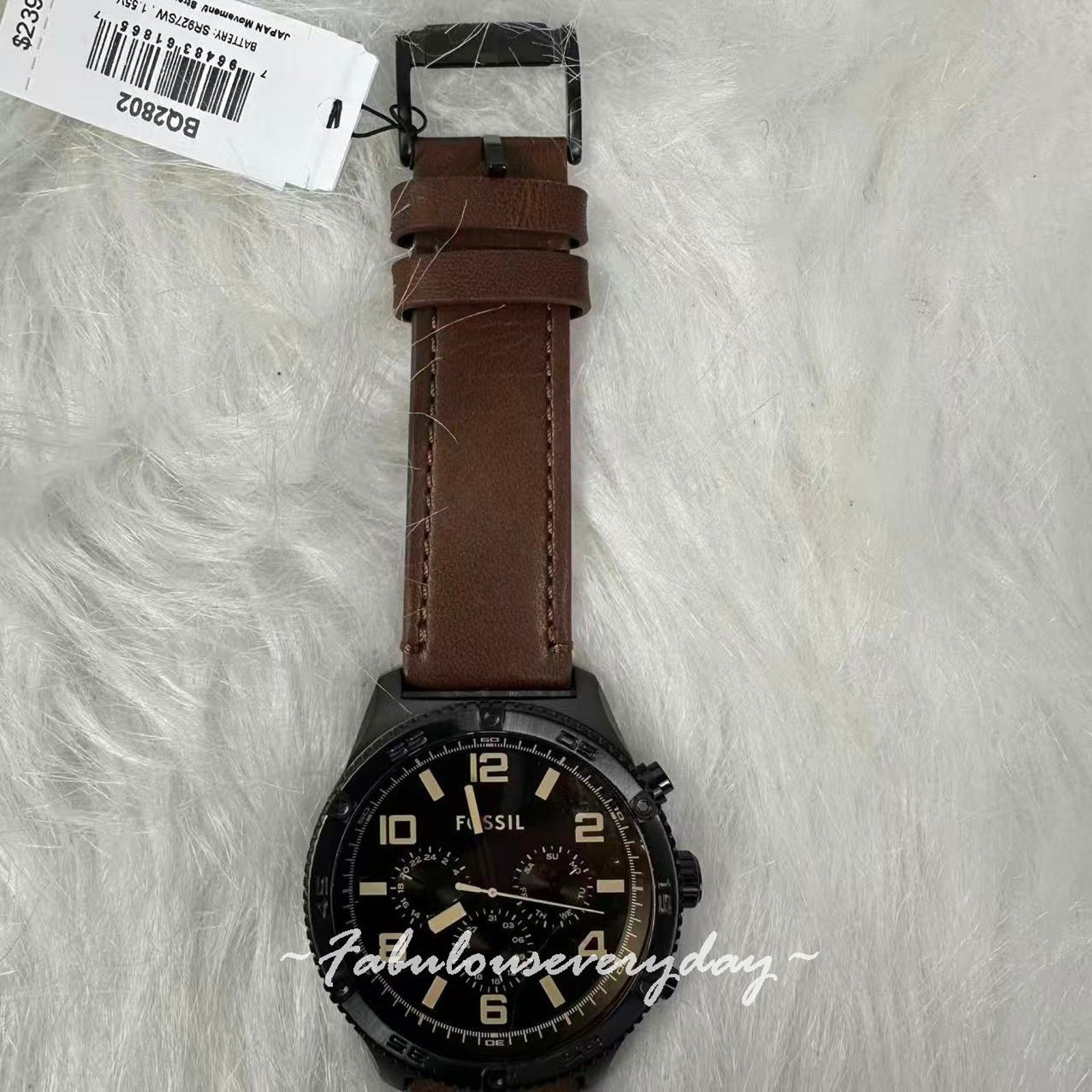 Fossil FOSSIL Men Brox Multifunction Brown Leather Watch Black Dial Size ONE SIZE - 5 Thumbnail