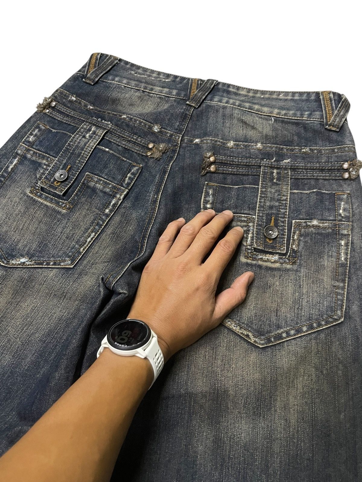 Hysteric Glamour × Japanese Brand × Valentino Rudolph Valentino Japan Mud Wash Baggy Loose Jeans Size US 32 / EU 48 - 15 Thumbnail