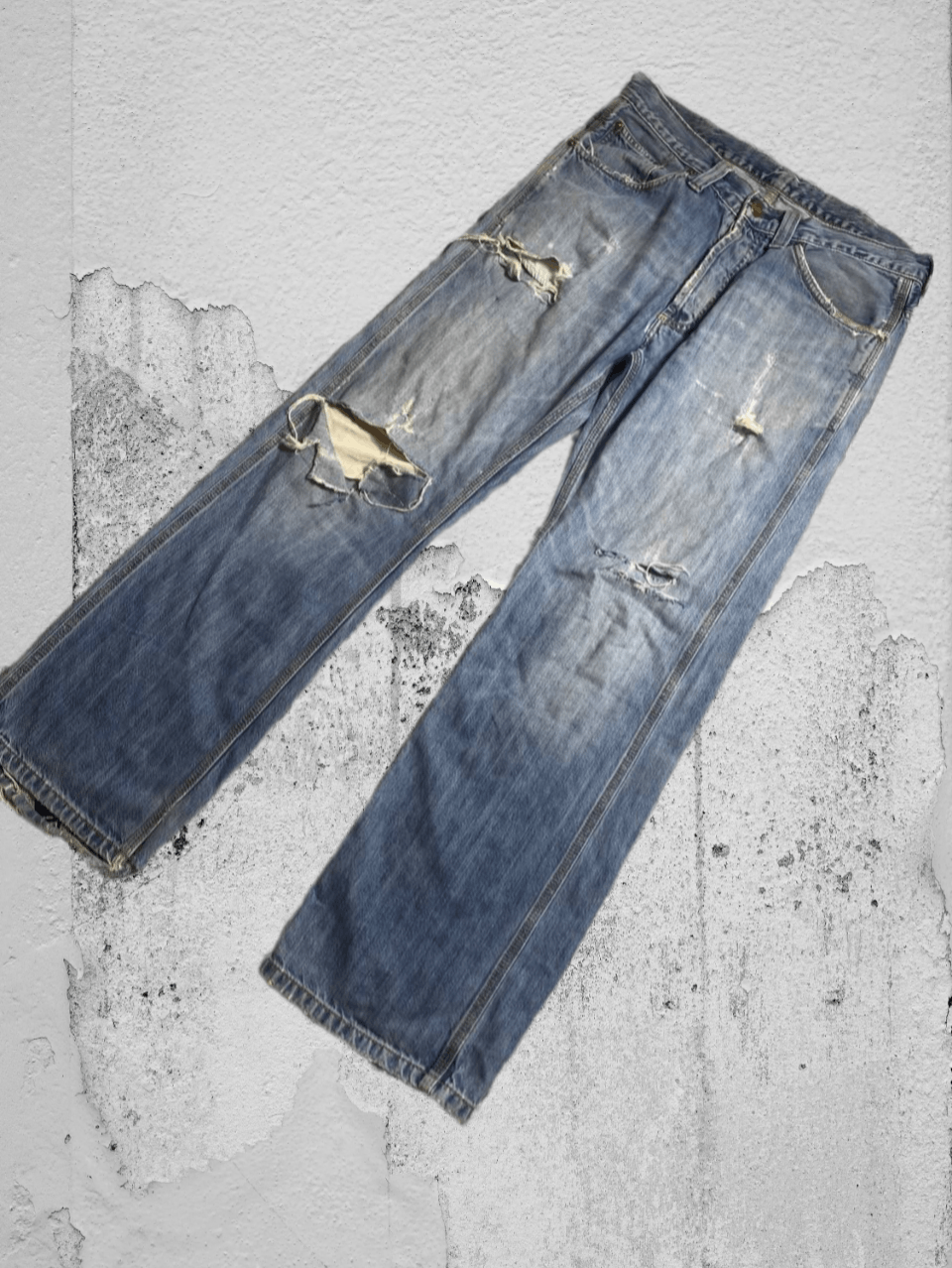 Carhartt × Japanese Brand Crazy Crash Dirty Baggy Faded Jean Japan Avant Garde Style Size US 34 / EU 50 - 1 Thumbnail