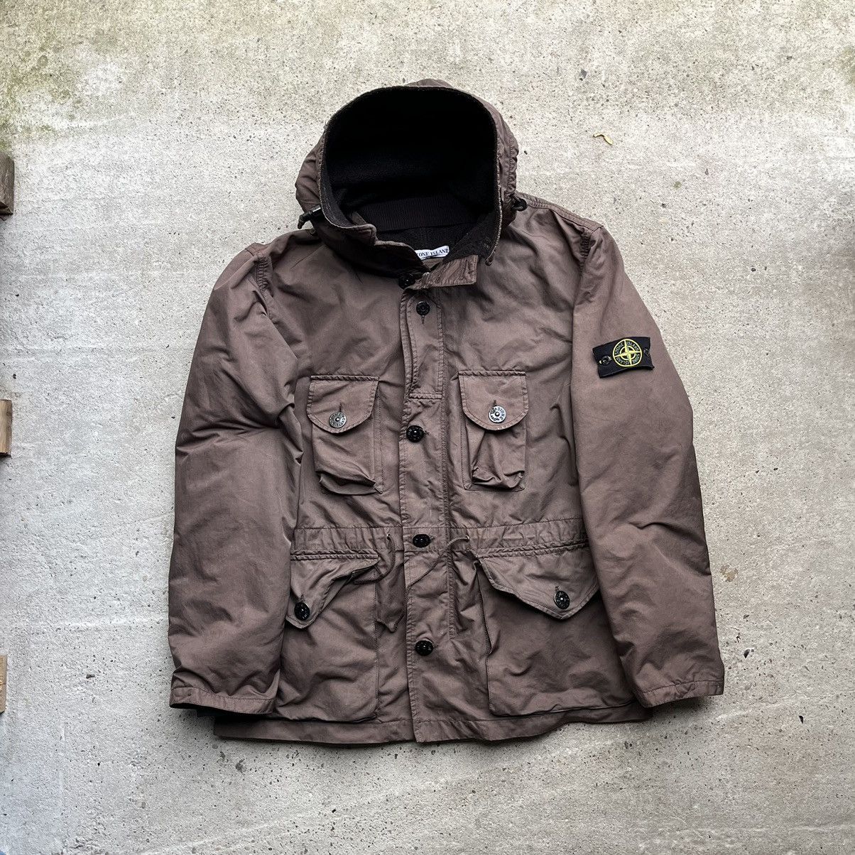 image of Stone Island Military Brown Multipocket Winter Jacket Parka, Men's (Size 2XL)