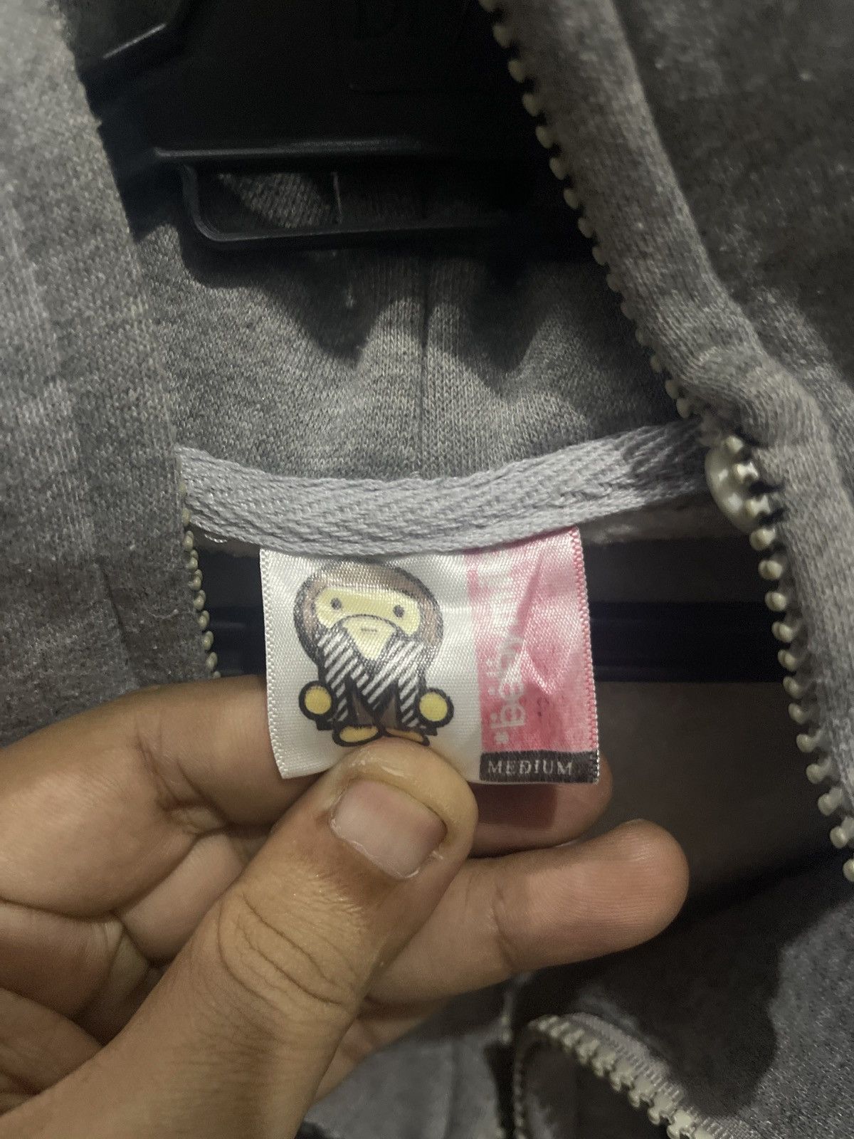 Vintage Vintage Bape Baby Milo Gray Varsity Jacket Size US M / EU 48-50 / 2 - 9 Thumbnail