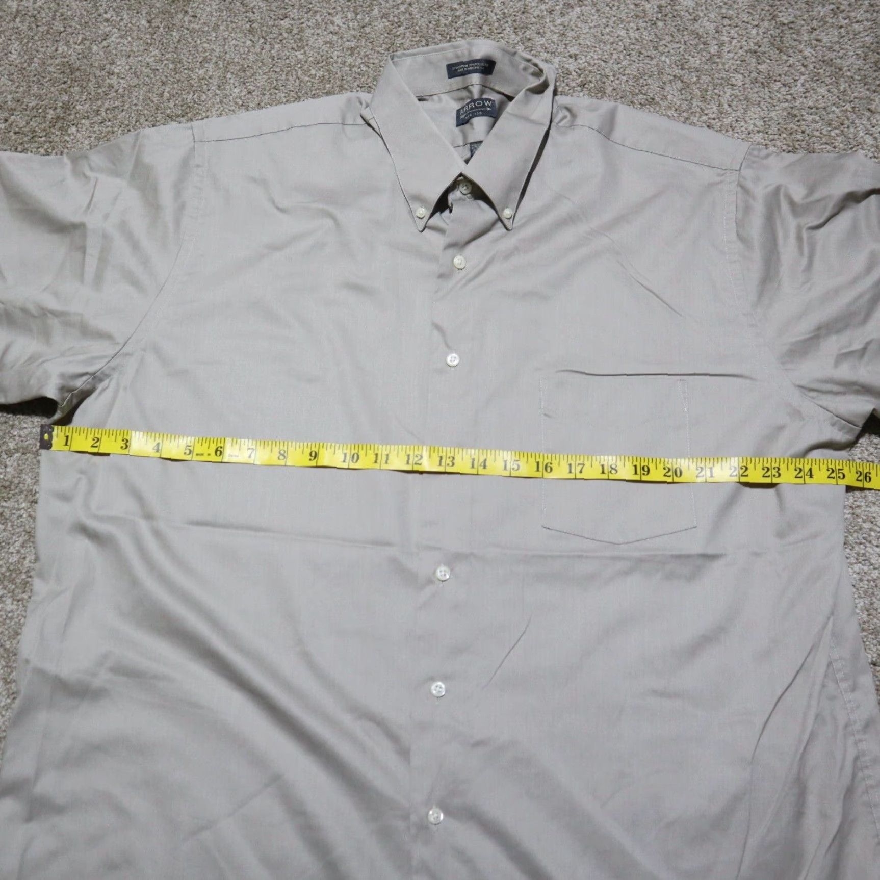 Arrow Arrow Shirt Men 17.5 34/35 Brown Button-Down Long Sleeve Casual Formal Business Solid 47 Chest USA Bradstreet Size 46R - 4 Thumbnail