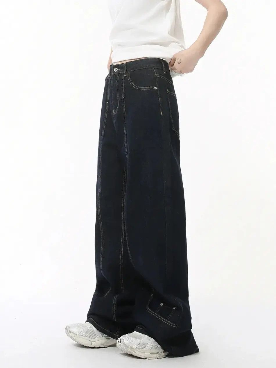 Japanese Brand Retro wide leg straight leg jeans Size US 32 / EU 48 - 4 Thumbnail