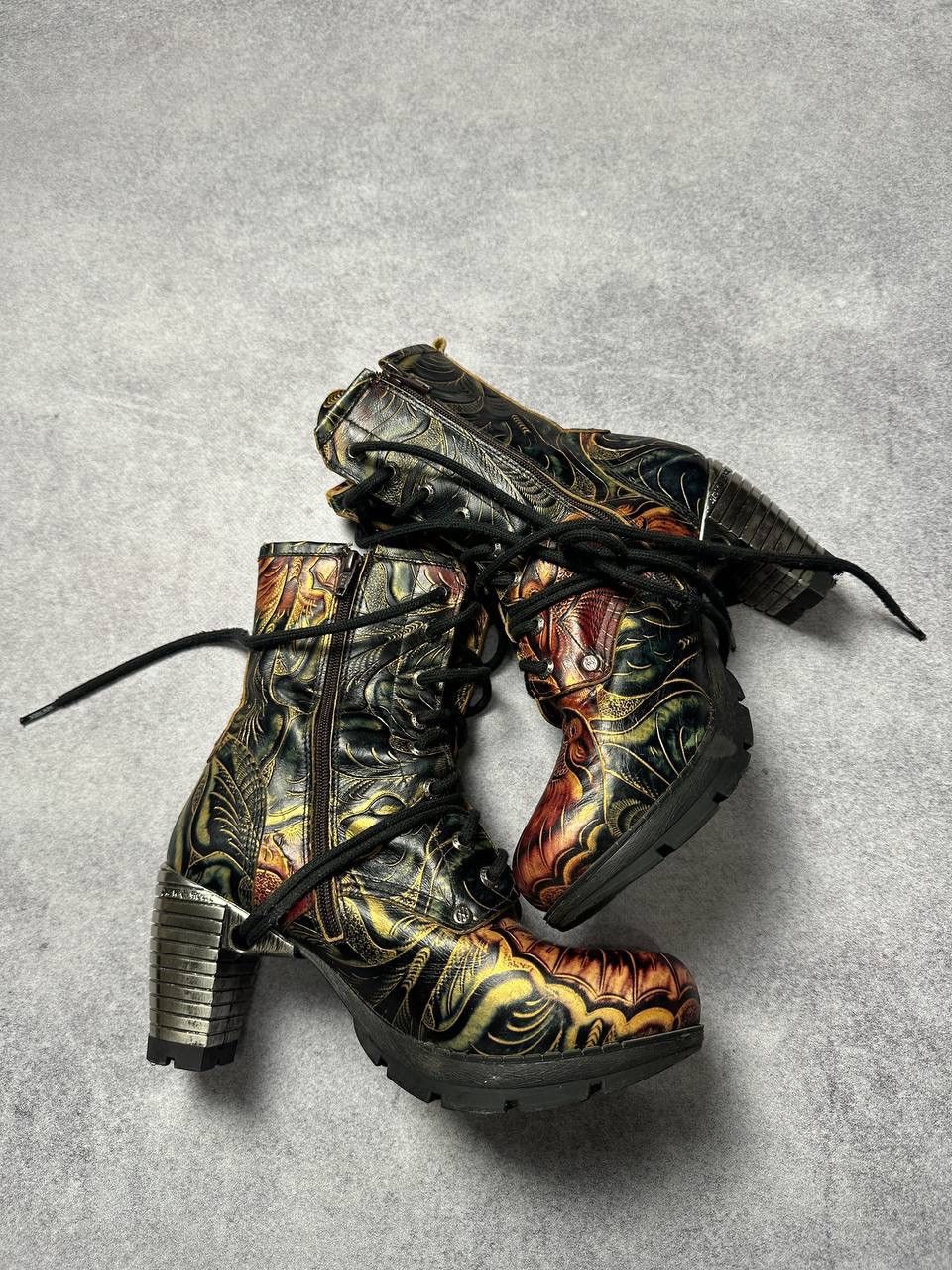 New Rock × Vintage Vintage New Rock Abstarct Pattern Boots Size 39 Size US 9 / IT 39 - 5 Thumbnail