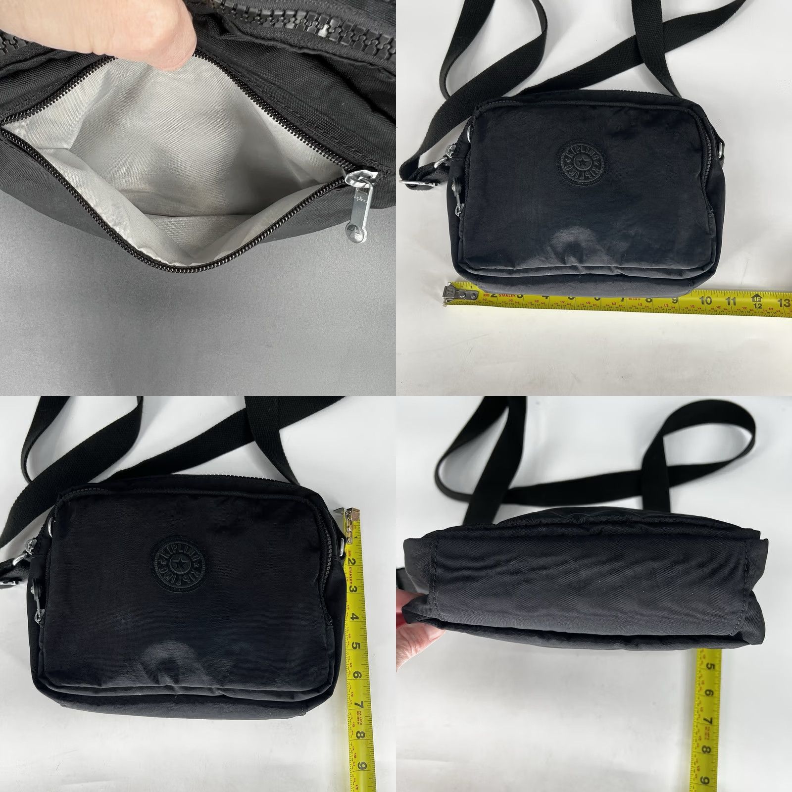 Vintage Kipling Crossbody Bag Annabelle Double Zip Light Nylon Black 11” By 8” Size ONE SIZE - 9 Thumbnail