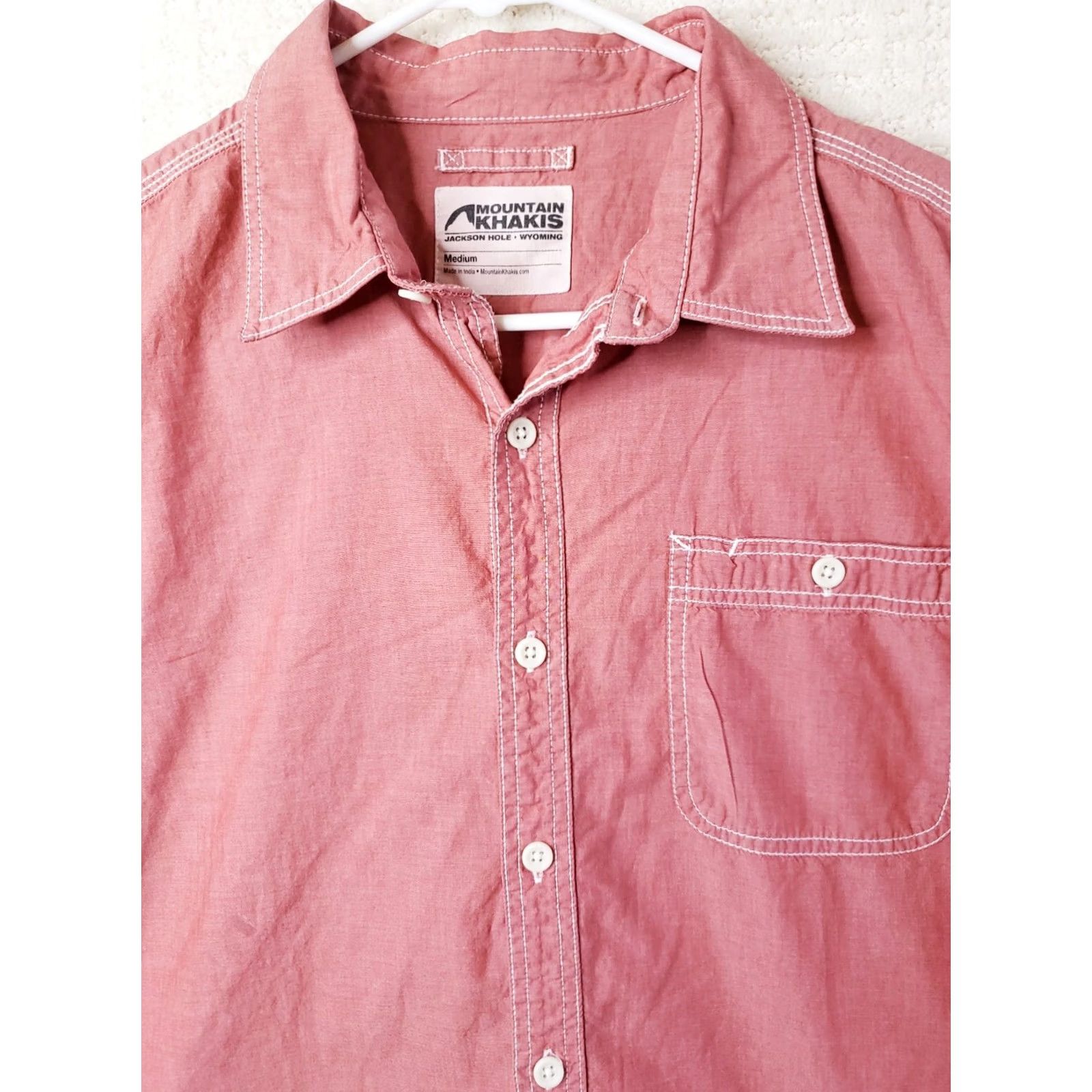 Mountain Khakis Mountain Khakis Shirt Short Sleeve Button-Up Red 100% Cotton Mens M Regular Size US M / EU 48-50 / 2 - 4 Thumbnail