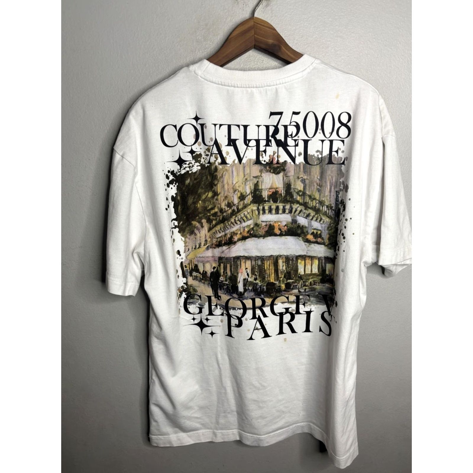 Avenue Avenue George V Paris Shirt Mens XL White Graphic Tee Couture 75008 Streetwear Size US XL / EU 56 / 4 - 5 Thumbnail