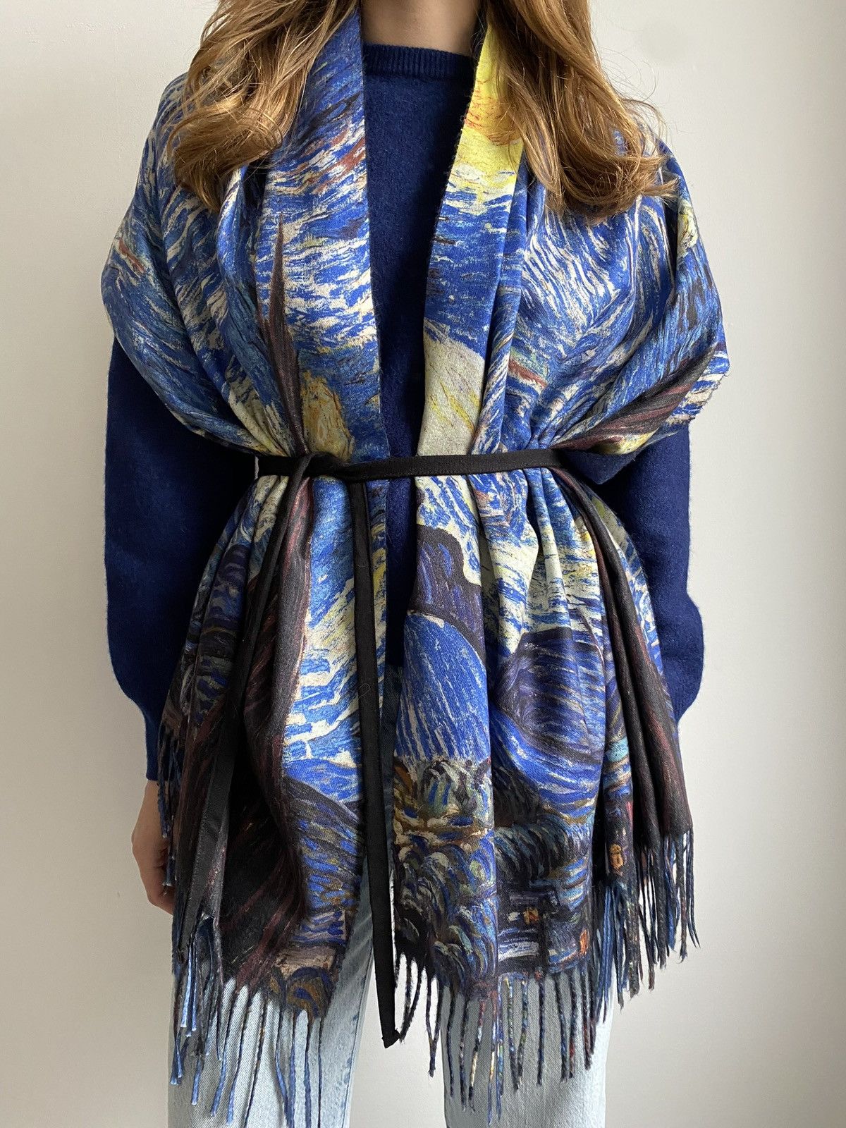 Other VAN GOGH STARTY NIGHT KNIT PRINTED SCARF BLUE SOFT 70 * 180 Size ONE SIZE - 6 Thumbnail