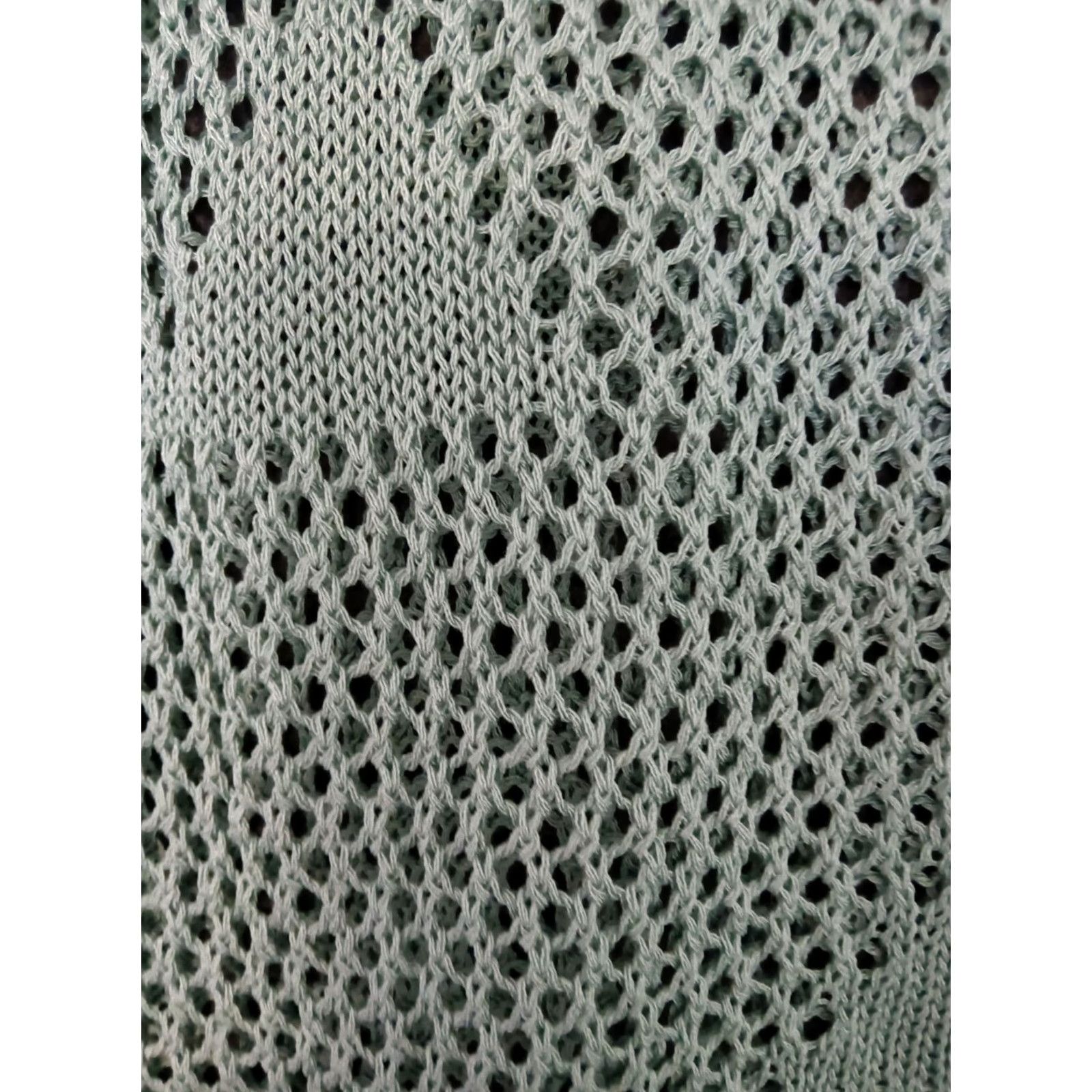 Vintage Codigo Women's Crochet Long Knit Dress L Light Green Sleeveless V-Neck Dress Size L / US 10 / IT 46 - 7 Thumbnail