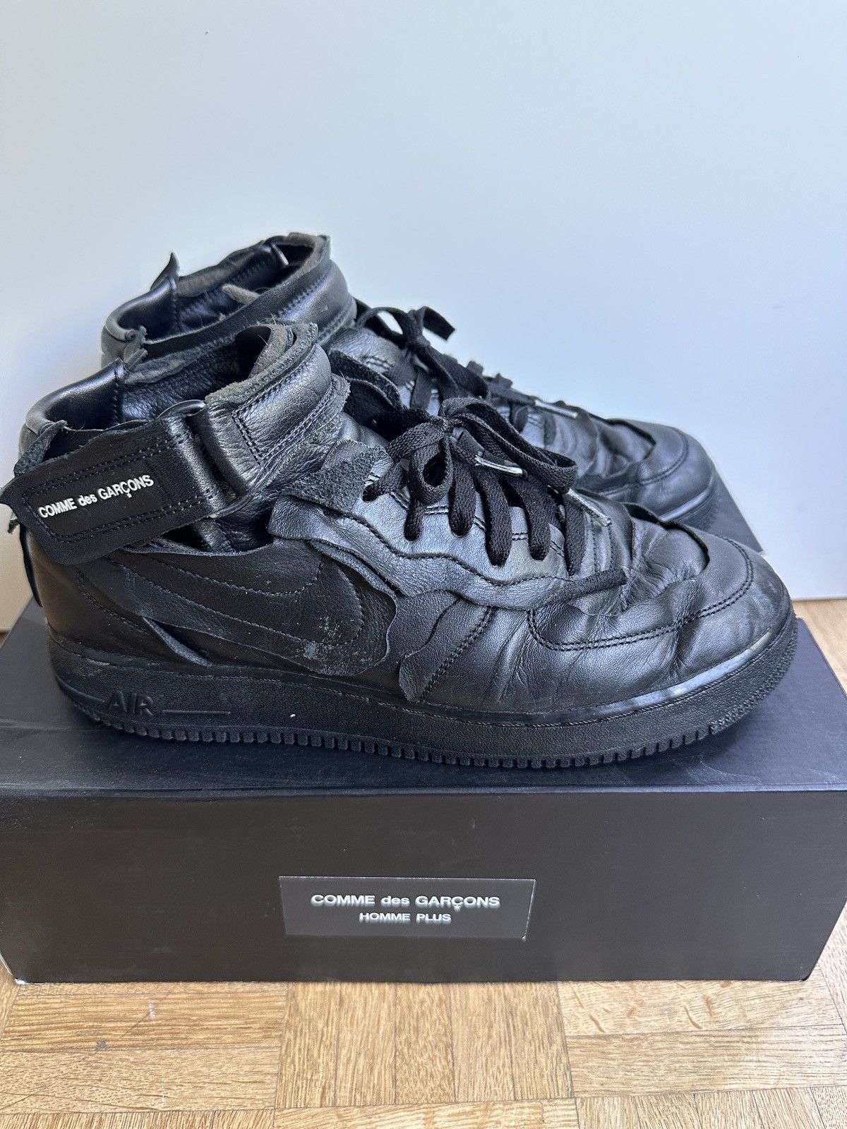 Comme des Garcons Homme Plus × Nike AF1 x Comme des Garçons “Triple Black” Size US 10 / EU 43 - 2 Thumbnail