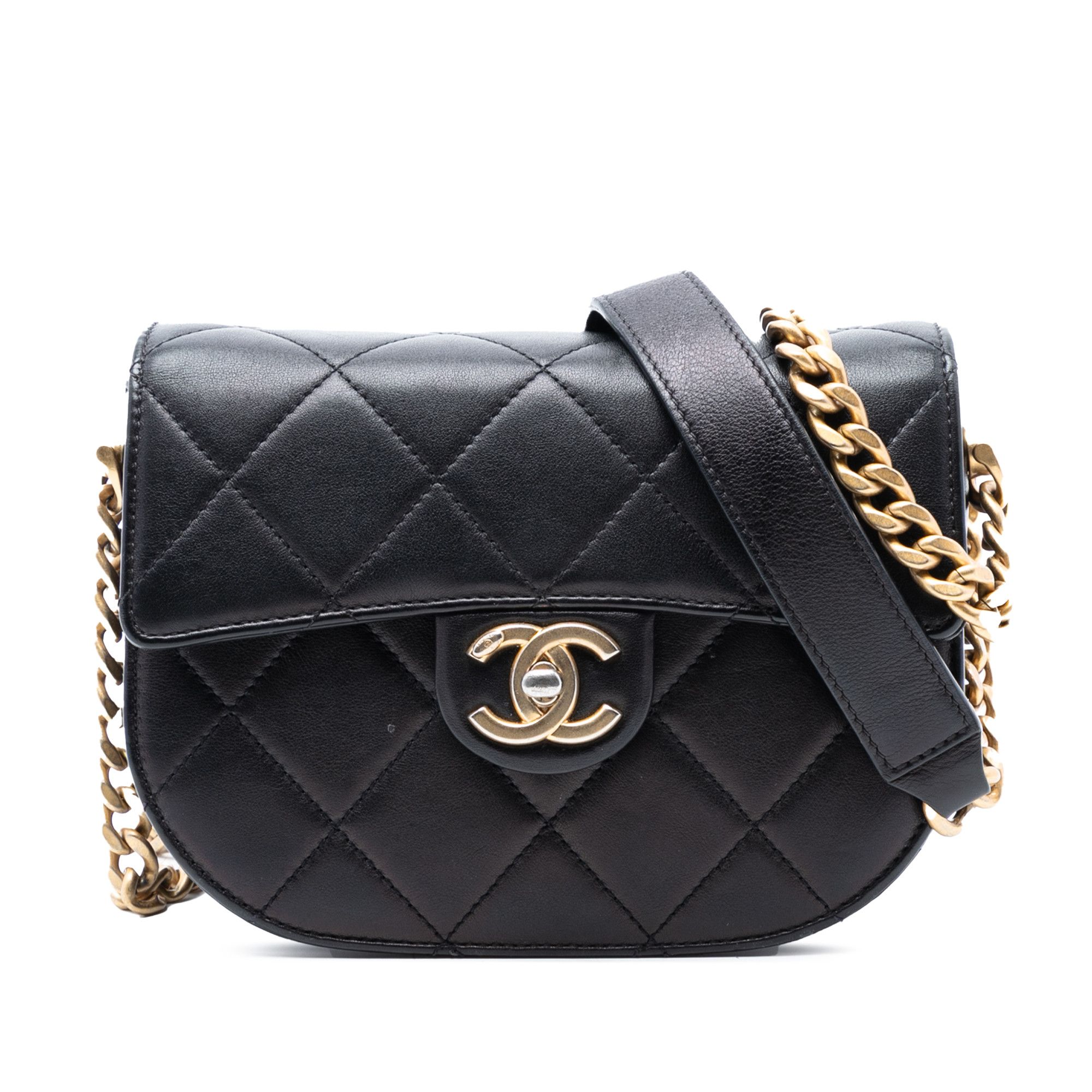 Chanel Chanel Mini CC Quilted Shiny Calfskin Round Moon Messenger Flap Size ONE SIZE - 1 Thumbnail