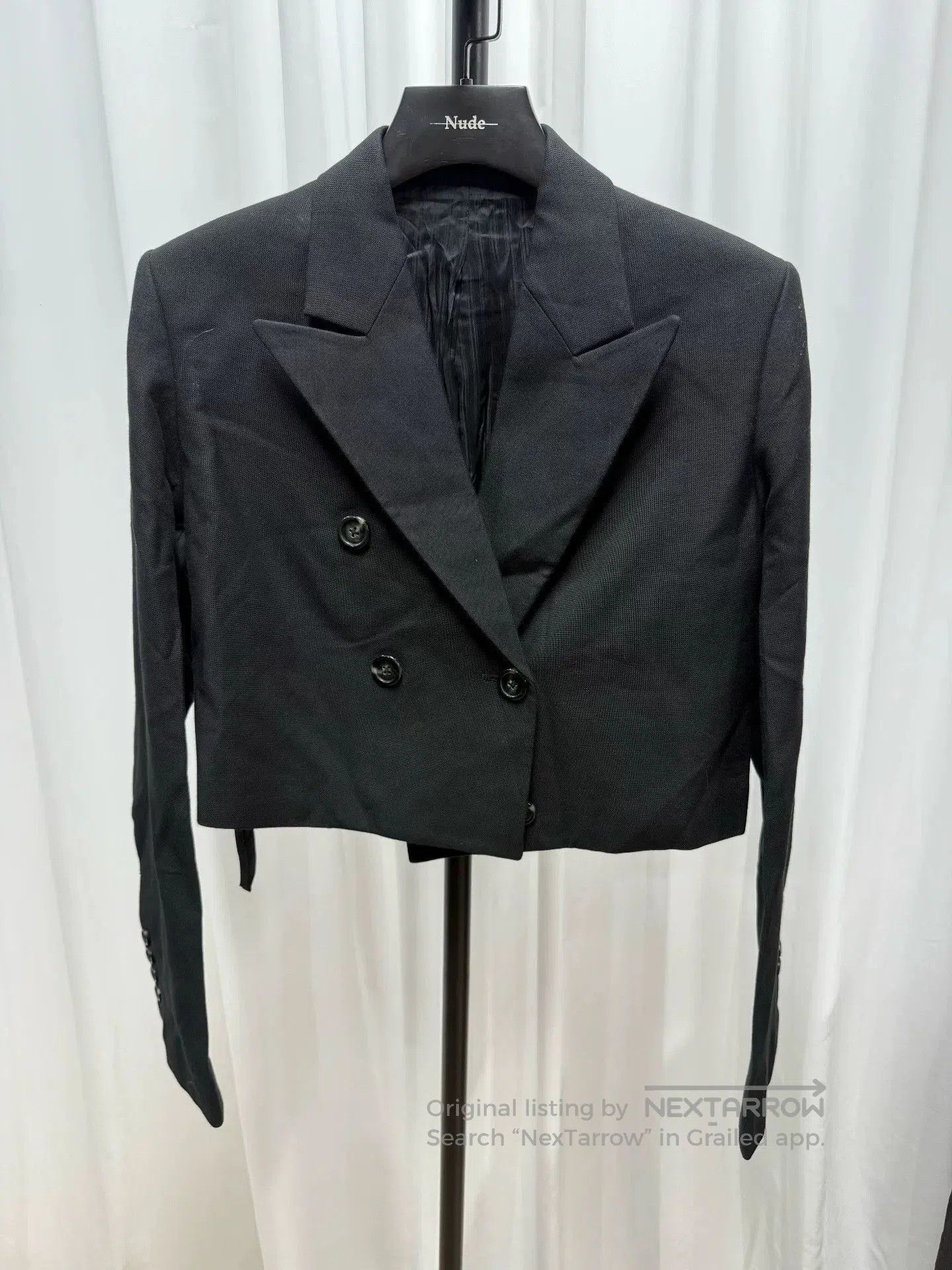Helmut Lang Short Black Wool Suit Jacket. Size US S / EU 44-46 / 1 - 1 Thumbnail