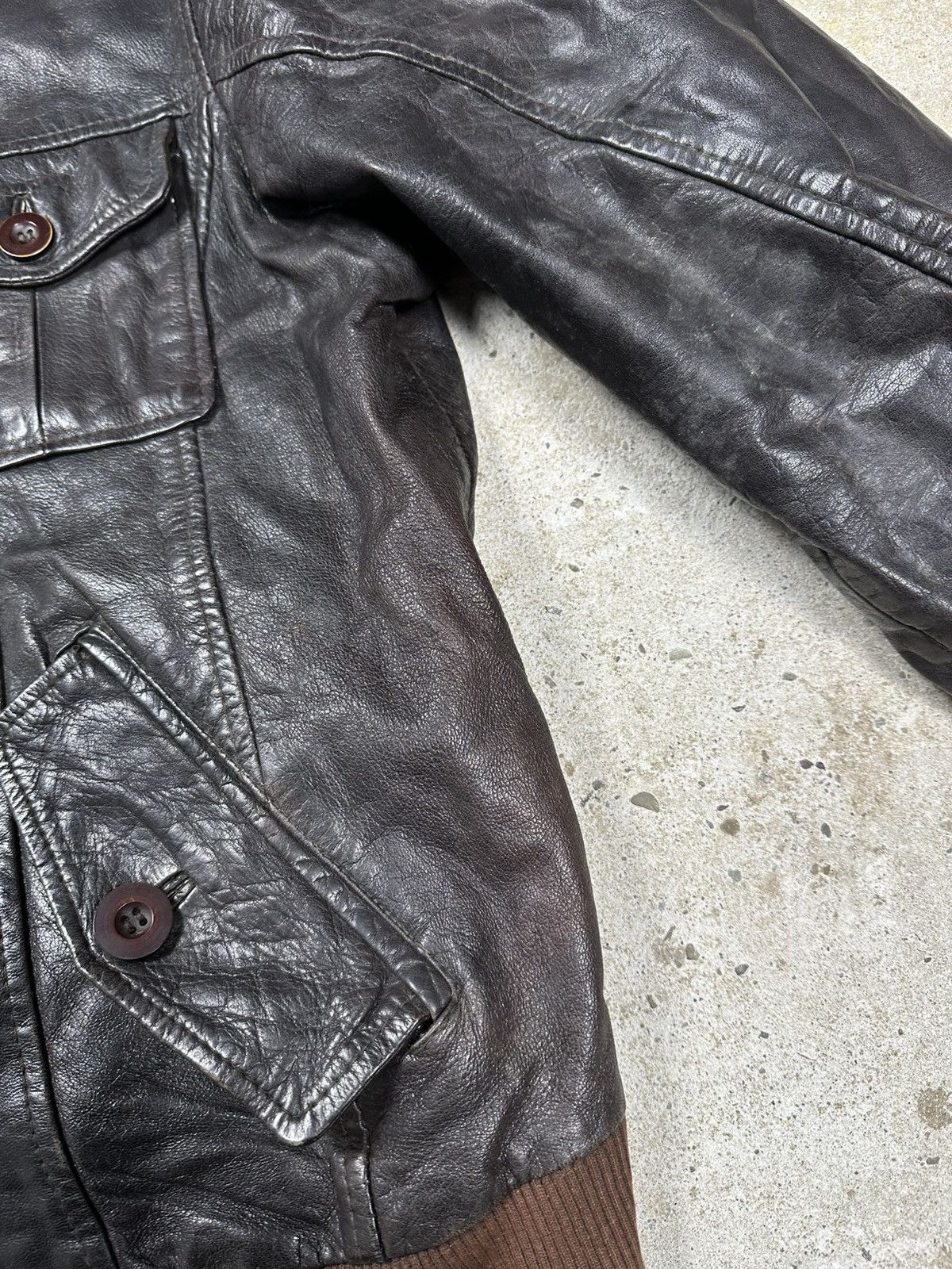 Vintage Vintage Y2K Utility Leather Black Bomber Flyers Jacket Size US L / EU 52-54 / 3 - 10 Thumbnail