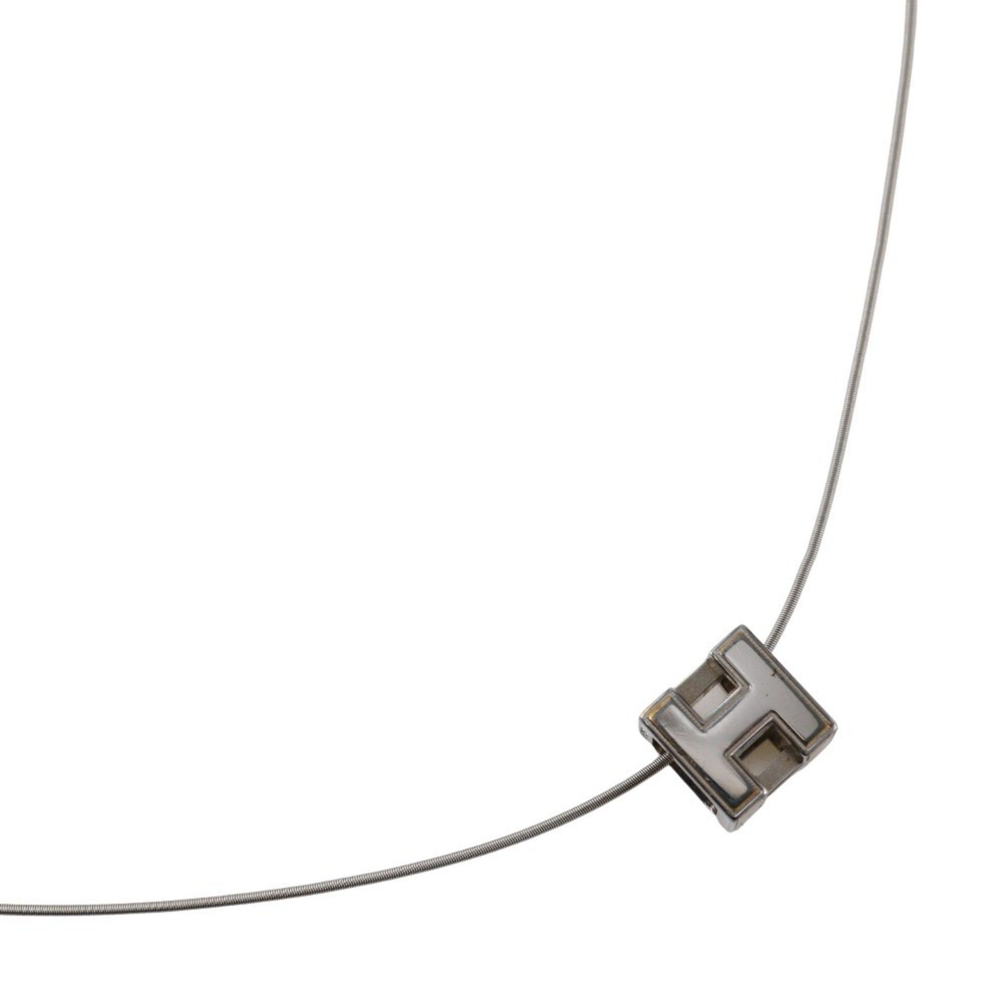 Hermes Hermes Cardue Ash Necklace H Cube Silver 8.2g Women's Size ONE SIZE - 1 Thumbnail