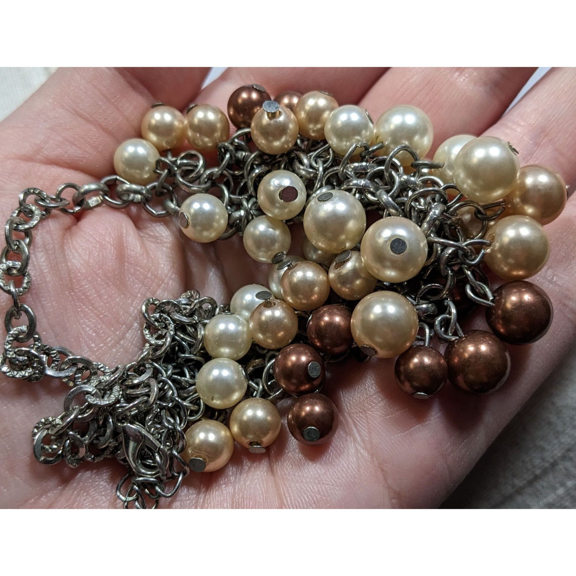 Other Elegant Multicolor Faux Pearl Cascade Necklace With Silver-T Size ONE SIZE - 5 Thumbnail