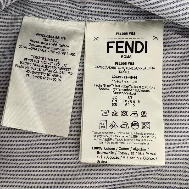 Fendi FENDI size 37 Blue logo embroidered spread collar striped c Size US M / EU 48-50 / 2 - 8 Thumbnail