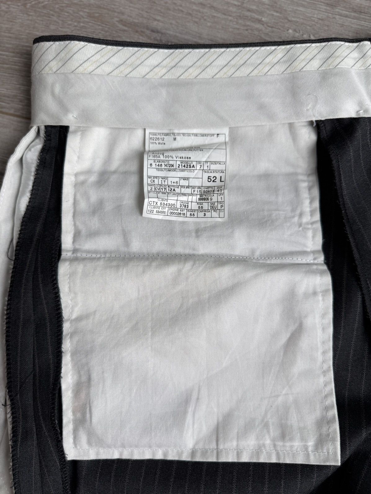 Ermenegildo Zegna Zegna Suit 3 Button Charcoal Pinstripe Wool Classic Fit Size 52L - 18 Thumbnail