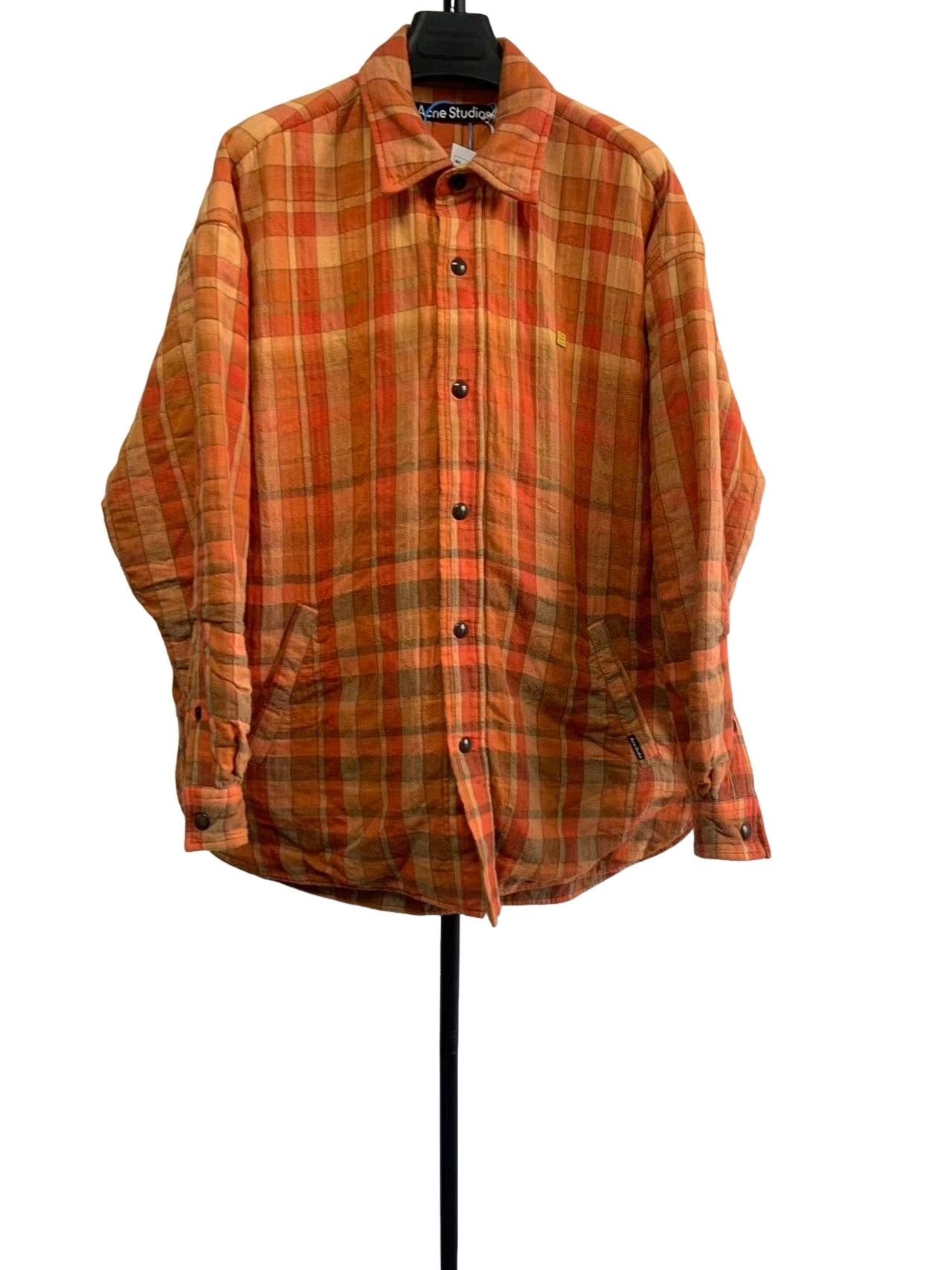 Acne Studios Acne Studios Orange Plaid Padded Shirt Jacket XS Size US XS / EU 42 / 0 - 1 Thumbnail