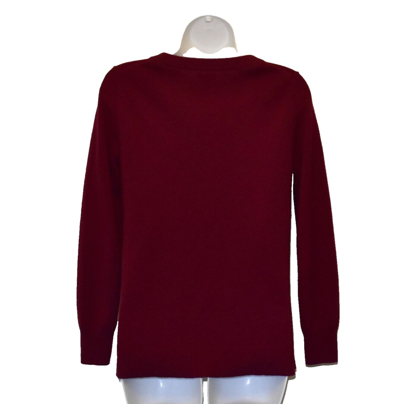 J.Crew J CREW Cashmere Knit Wine Red V Neck Pullover Sweater Sz XS Size XS / US 0-2 / IT 36-38 - 2 Thumbnail