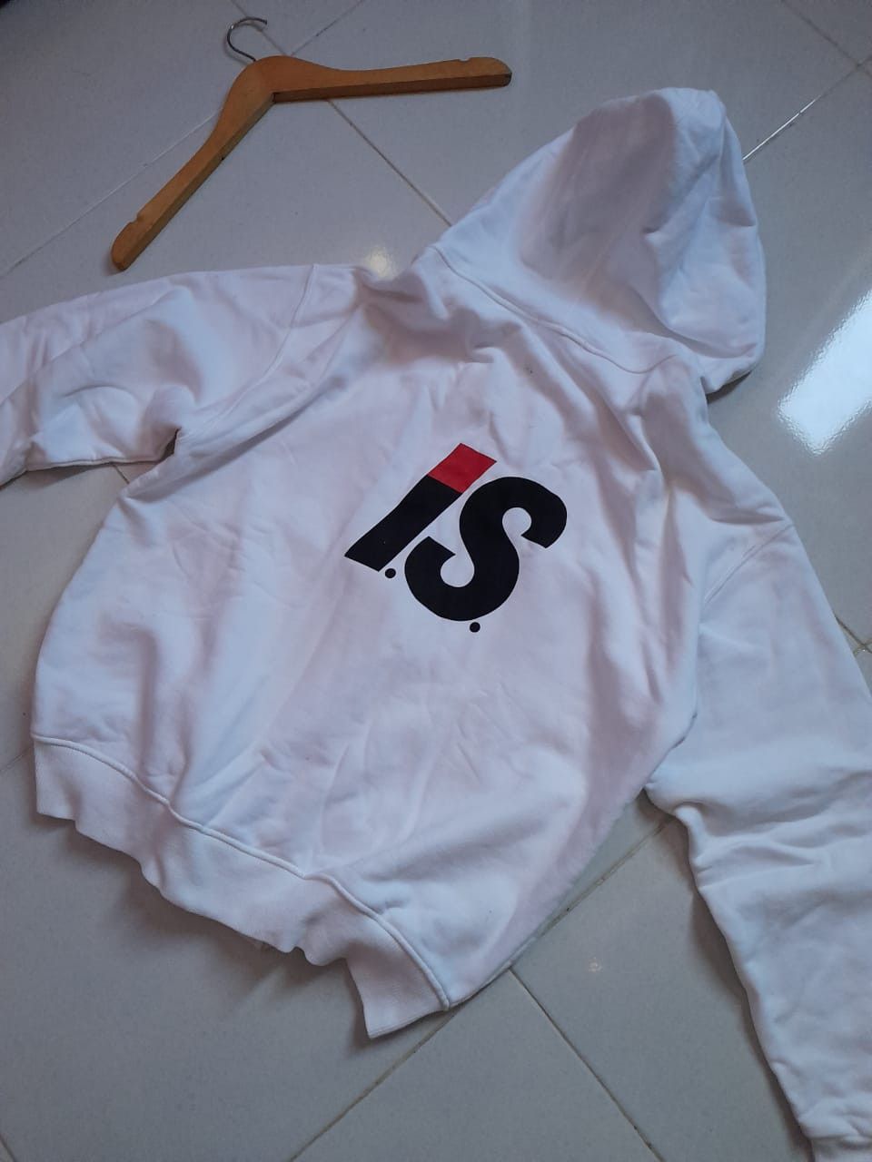 image of Back Big Logovintage Issey Miyake Sweatshirt Zip Hoodie in White, Men's (Size Medium)