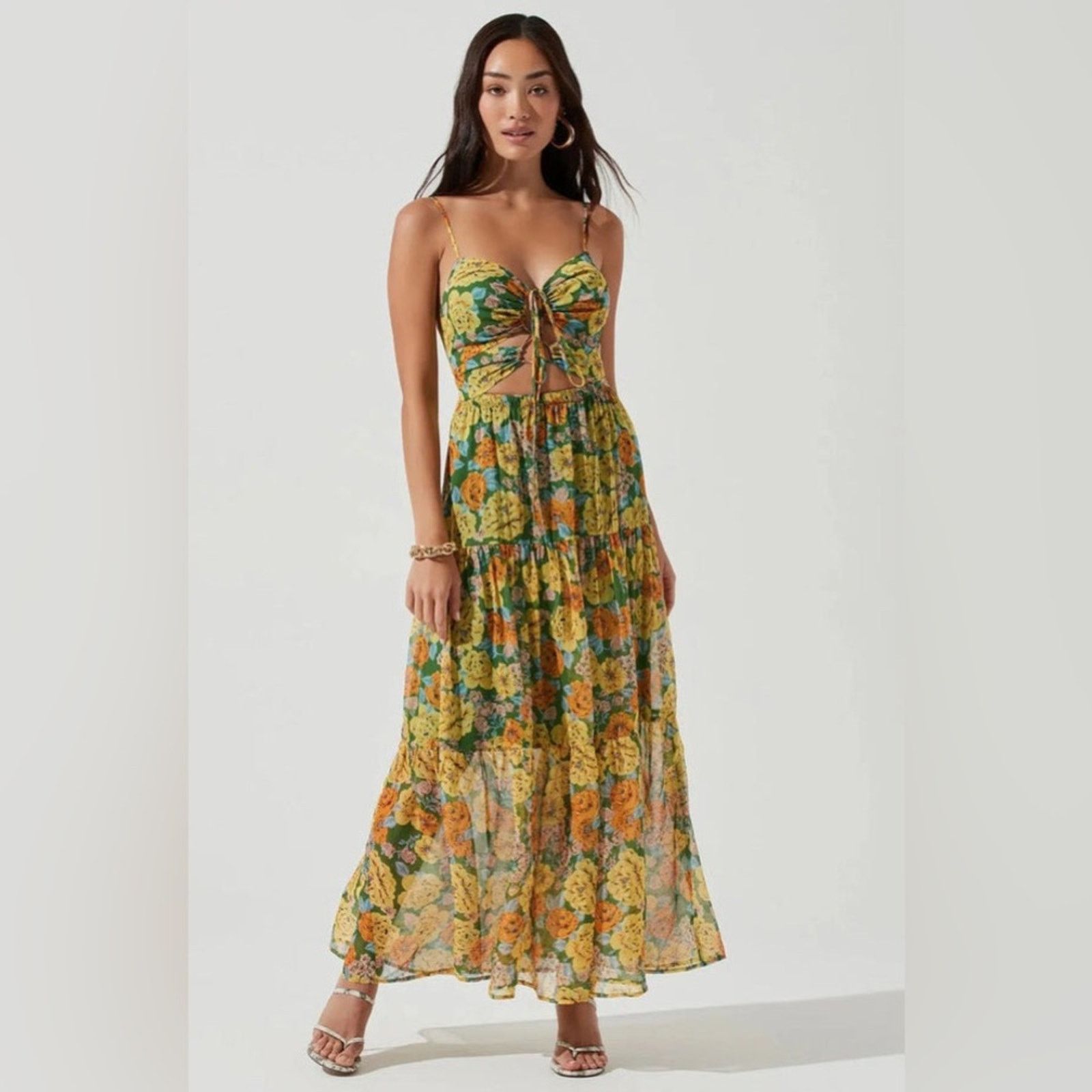 REVOLVE ASTR THE LABEL Brandy Dress in Yellow Multi Floral L Size L / US 10 / IT 46 - 4 Thumbnail