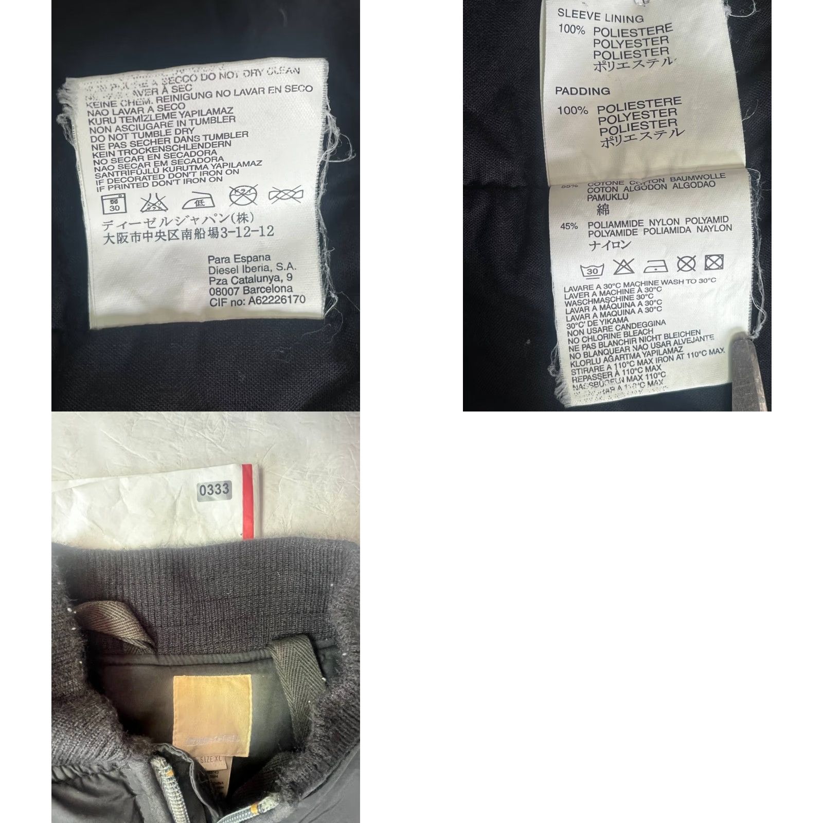 Diesel Diesel Jacket Mens XL Black Zip Up Nylon Windbreaker Pockets See All Pics Size US XL / EU 56 / 4 - 9 Thumbnail