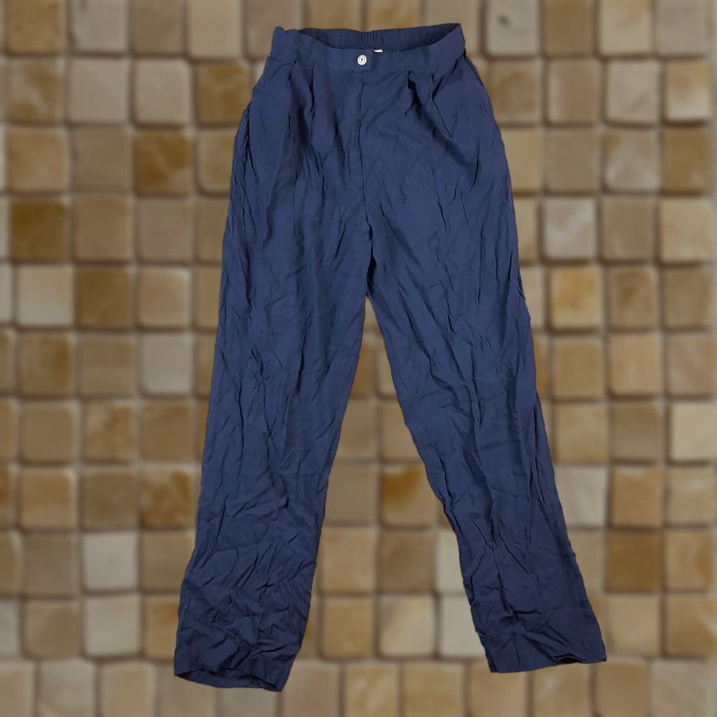 Vintage VINTAGE Rexx Women's Pants Tapered High-Rise Summer Casual Bohemian 80s 90s Y2K Navy Blue Medium Size 32" / US 10 / IT 46 - 1 Thumbnail