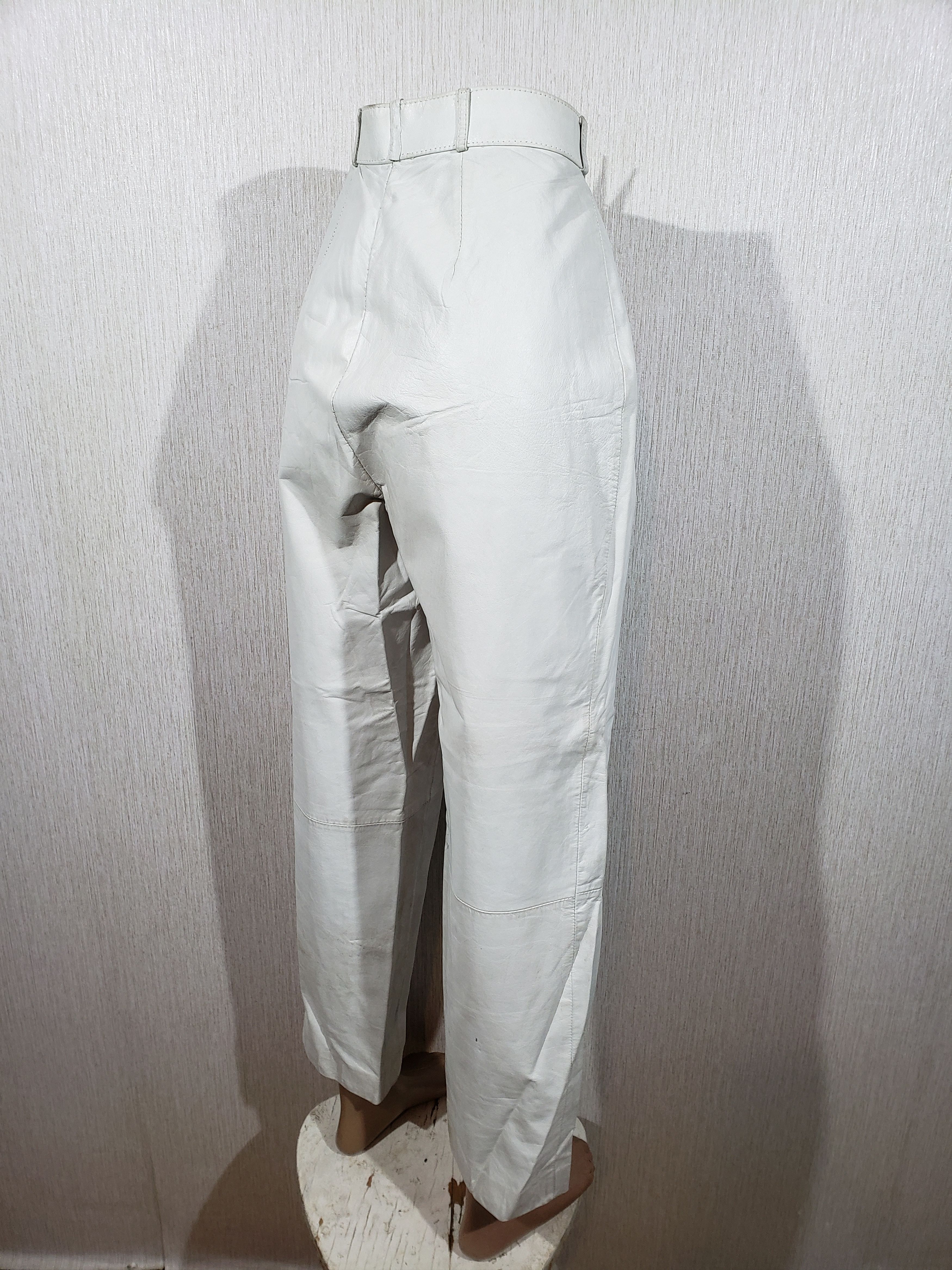 Genuine Leather White women's pants with pockets. Size 30" / US 8 / IT 44 - 6 Thumbnail