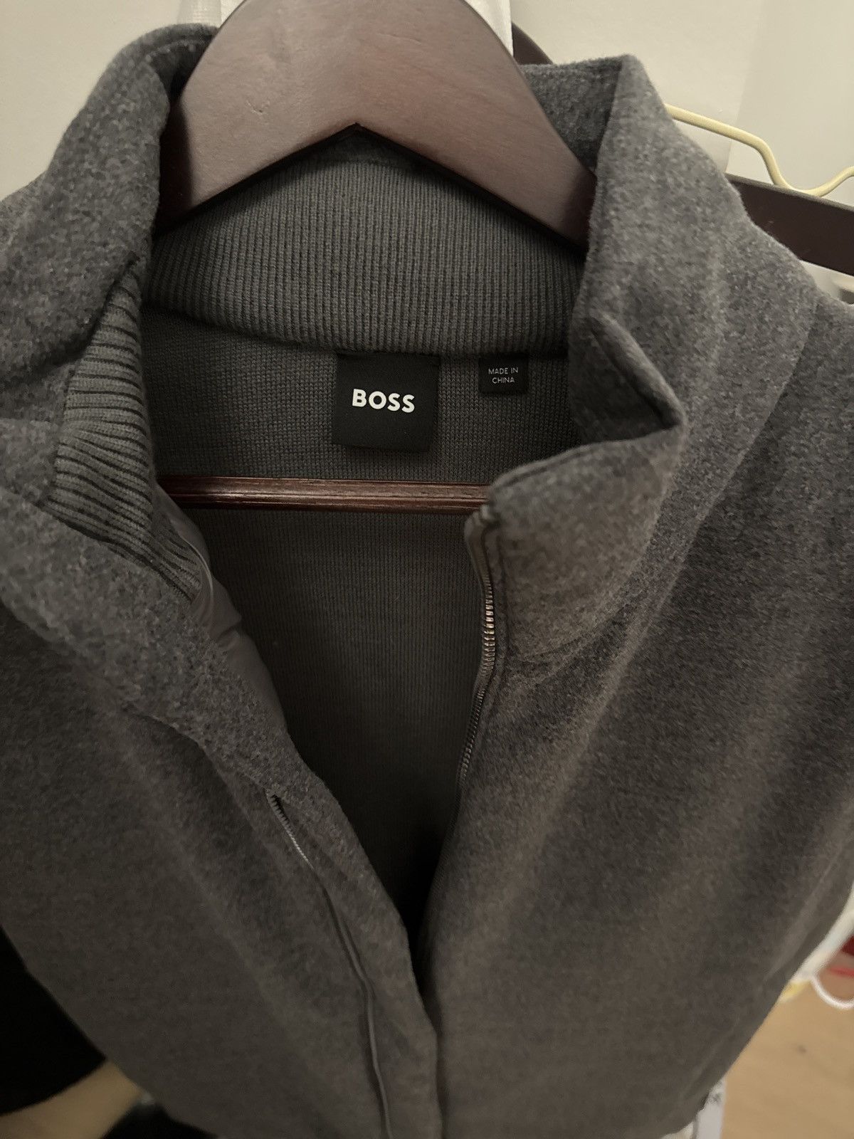 Hugo Boss BOSS Flannel Gilet with Ribbed Trims - Charcoal Grey Size US S / EU 44-46 / 1 - 2 Thumbnail
