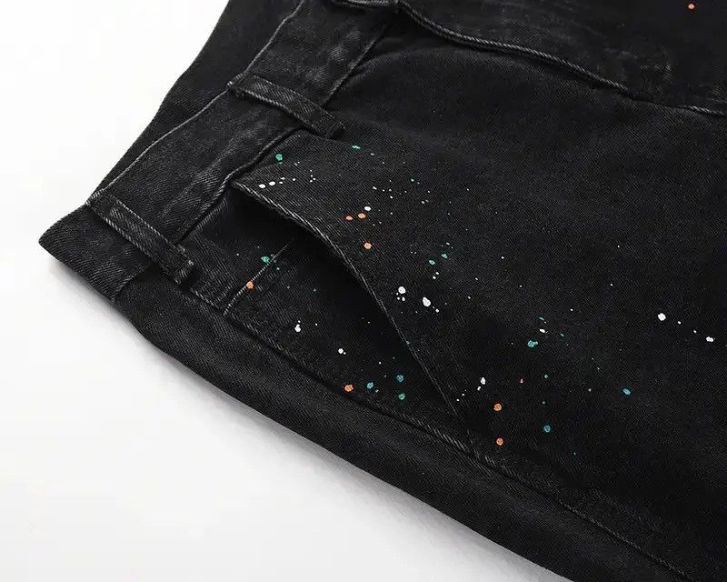 Japanese Brand Splattered Paint Flare Black Denim Jeans Size US 30 / EU 46 - 6 Thumbnail
