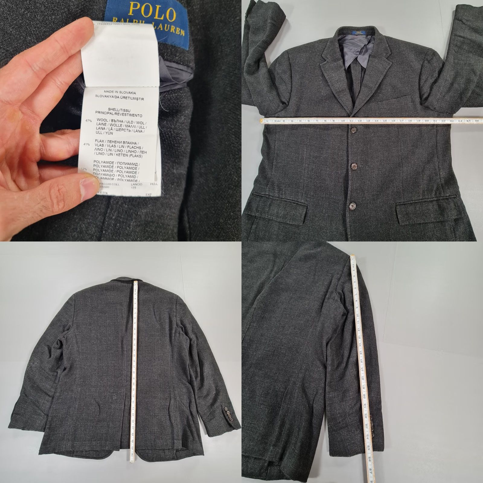 Polo Ralph Lauren Polo Ralph Lauren Blazer Mens 46R Grey Wool Linen Single-Breasted Lightweight Unlined Button-Front Pocketed 3 Outer Pockets 2 Inner Pockets Vintage No Size US XXL / EU 58 / 5 - 8 Thumbnail