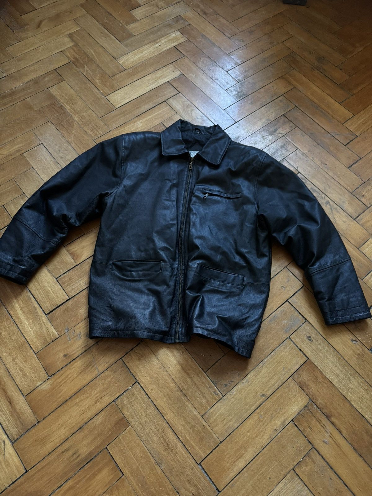 Leather Vintage Black Leather Jacket – Size 46 (Fits Like L) Size US M / EU 48-50 / 2 - 2 Thumbnail