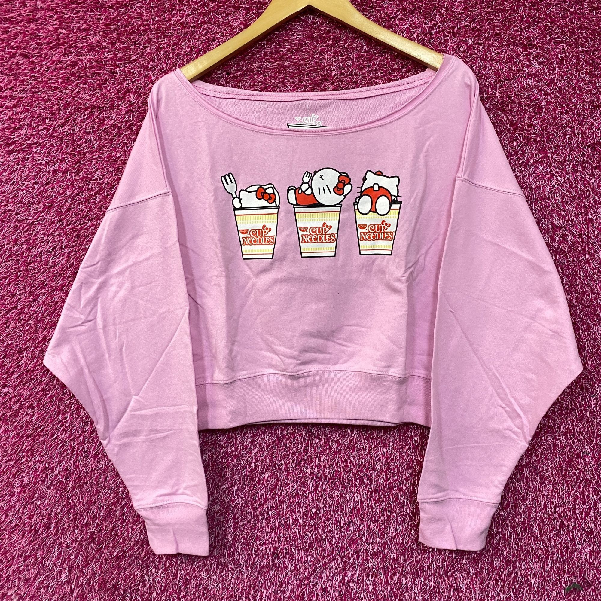 Other Sanrio Hello Kitty x Nissin Cup Noodles Pink Cropped Sweatsh Size L / US 10 / IT 46 - 1 Thumbnail