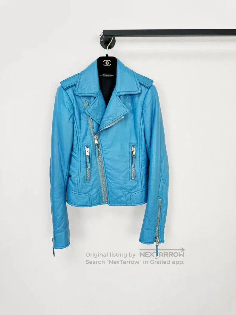 Balenciaga Balenciaga Blue Leather Moto Jacket . Size US M / EU 48-50 / 2 - 1 Thumbnail