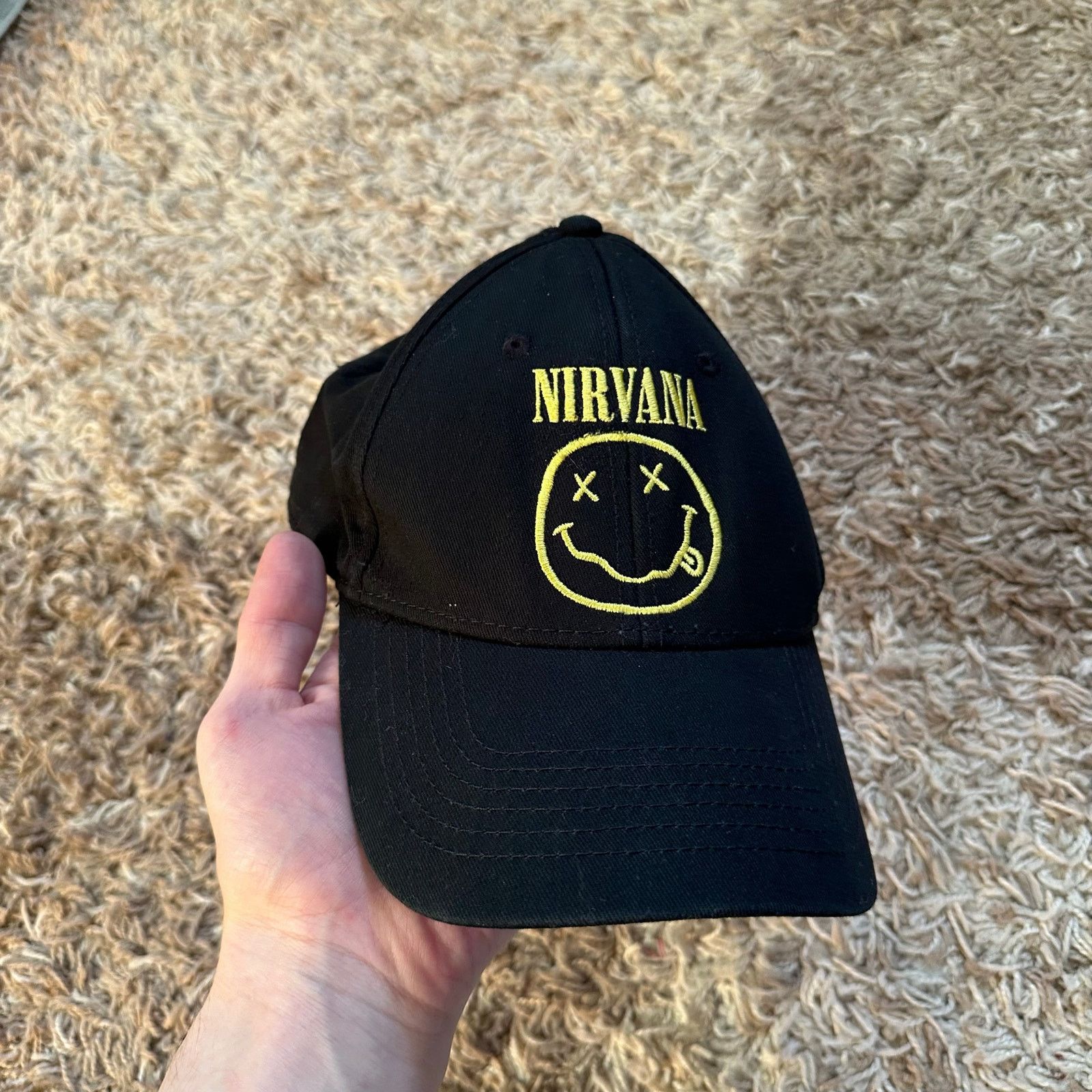 Nirvana Nirvana Baseball Cap Black Smiley Face Logo Licensed Rock Size ONE SIZE - 1 Thumbnail