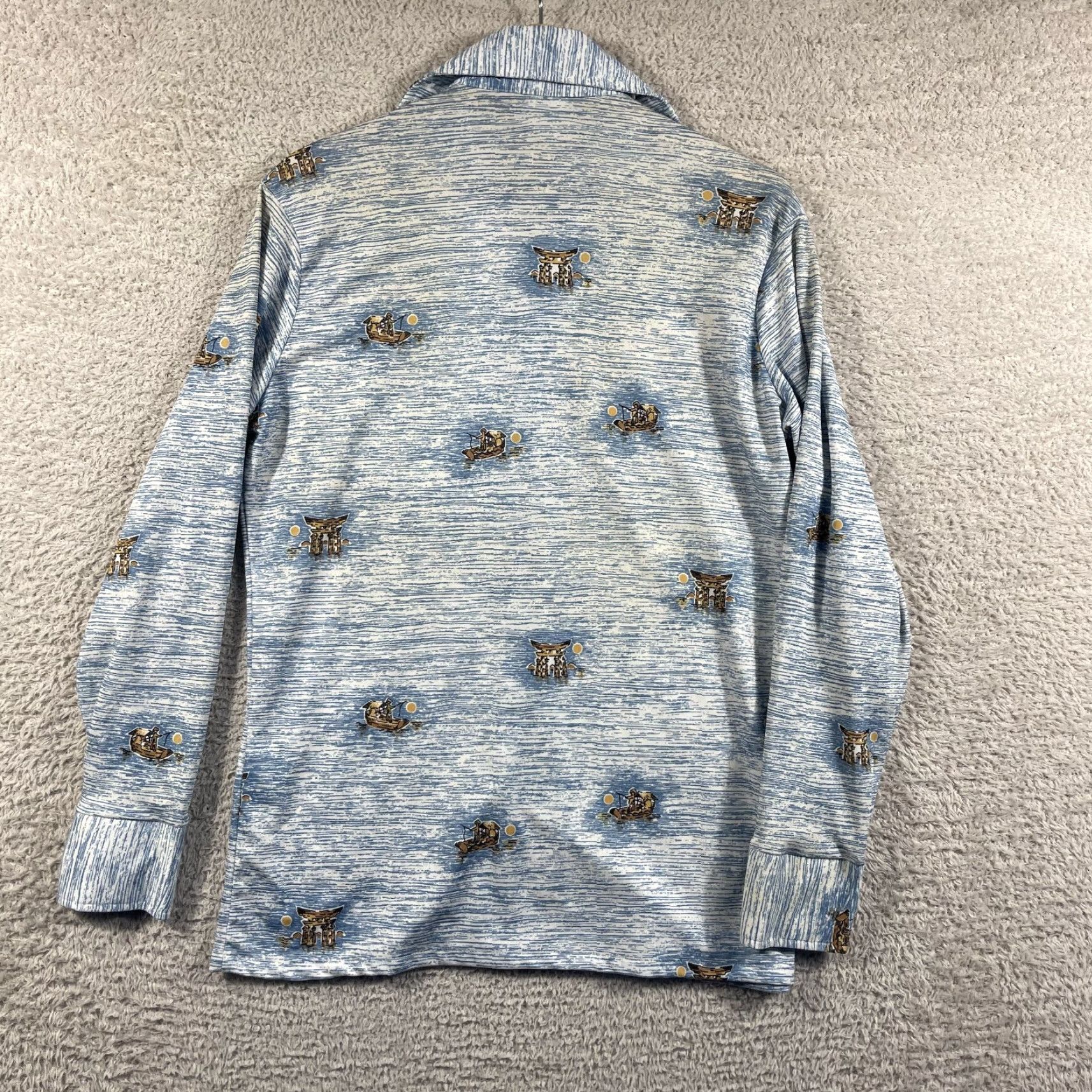 Vintage VINTAGE K Mart Disco Shirt Mens M Blue Abstract Print Dagger Collar 70s Button-Front Long Sleeve Size US M / EU 48-50 / 2 - 3 Thumbnail