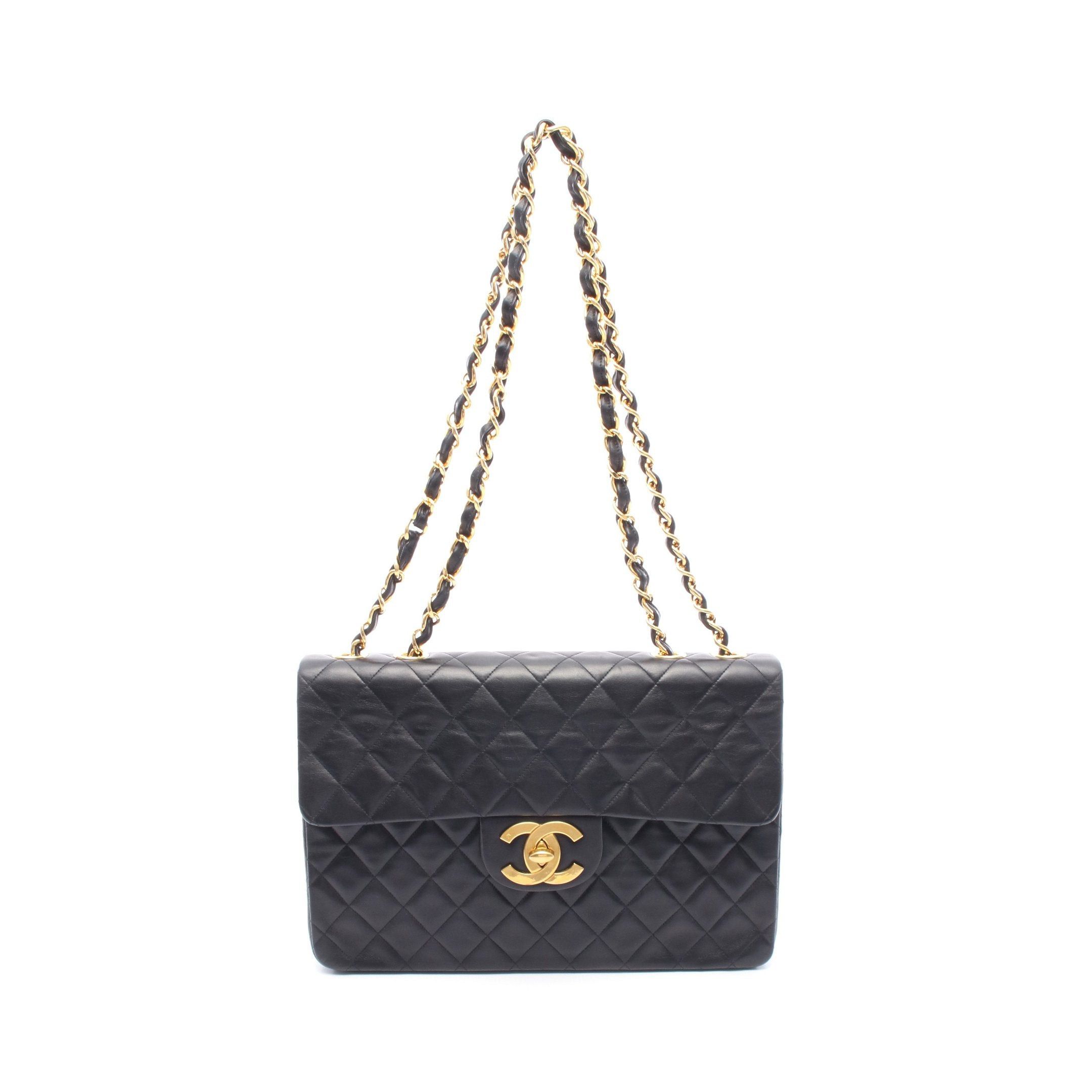 Chanel Chanel Decamatlassé 34 Double Chain Shoulder Bag Lambskin Black Gold Hardware Size ONE SIZE - 1 Thumbnail