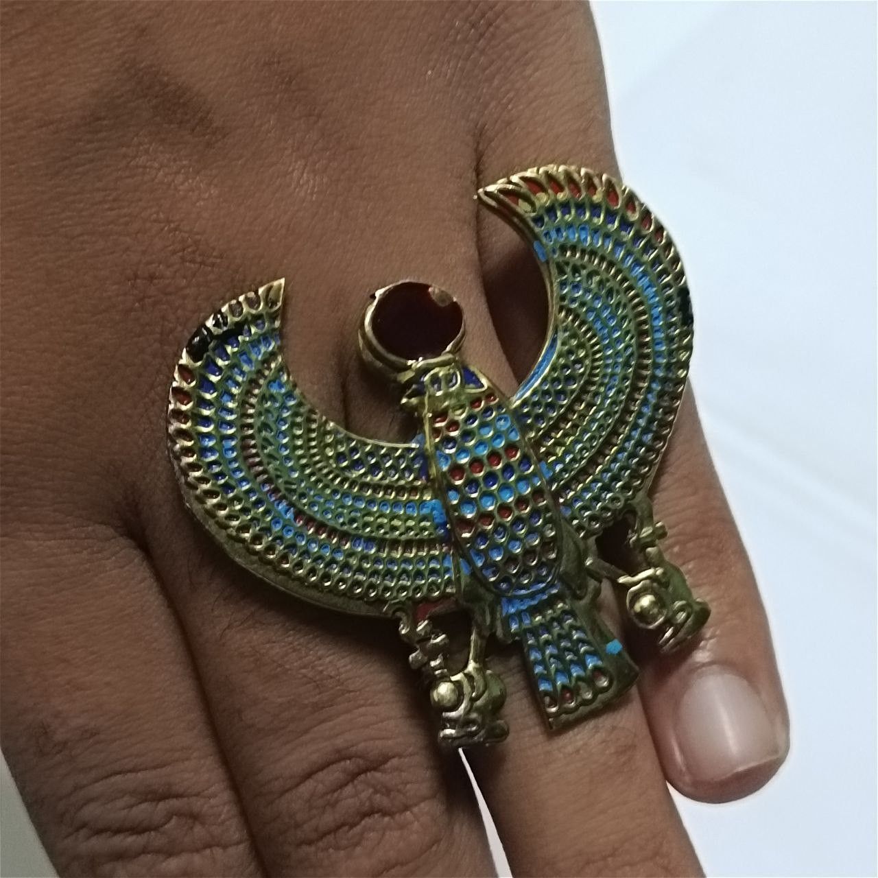 Handmade Pharaonic Falcon Ring – Egyptian Horus Symbol Jewelry Size ONE SIZE - 2 Thumbnail