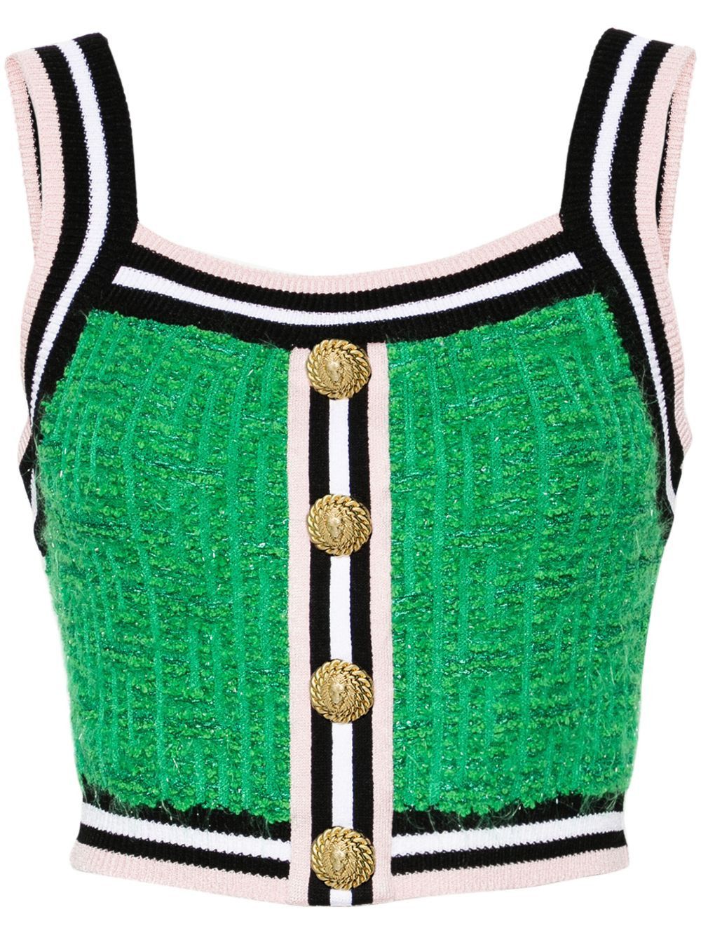 Balmain o1s1wg110125 Cropped Tank Top in Multicolor Size XS / US 0-2 / IT 36-38 - 1 Preview